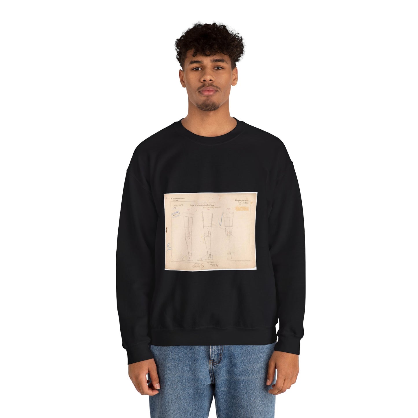 Patent drawing - Drawing of Artificial Leg Public domain image Black Heavy Blend Adult Crew Neck SweatShirt