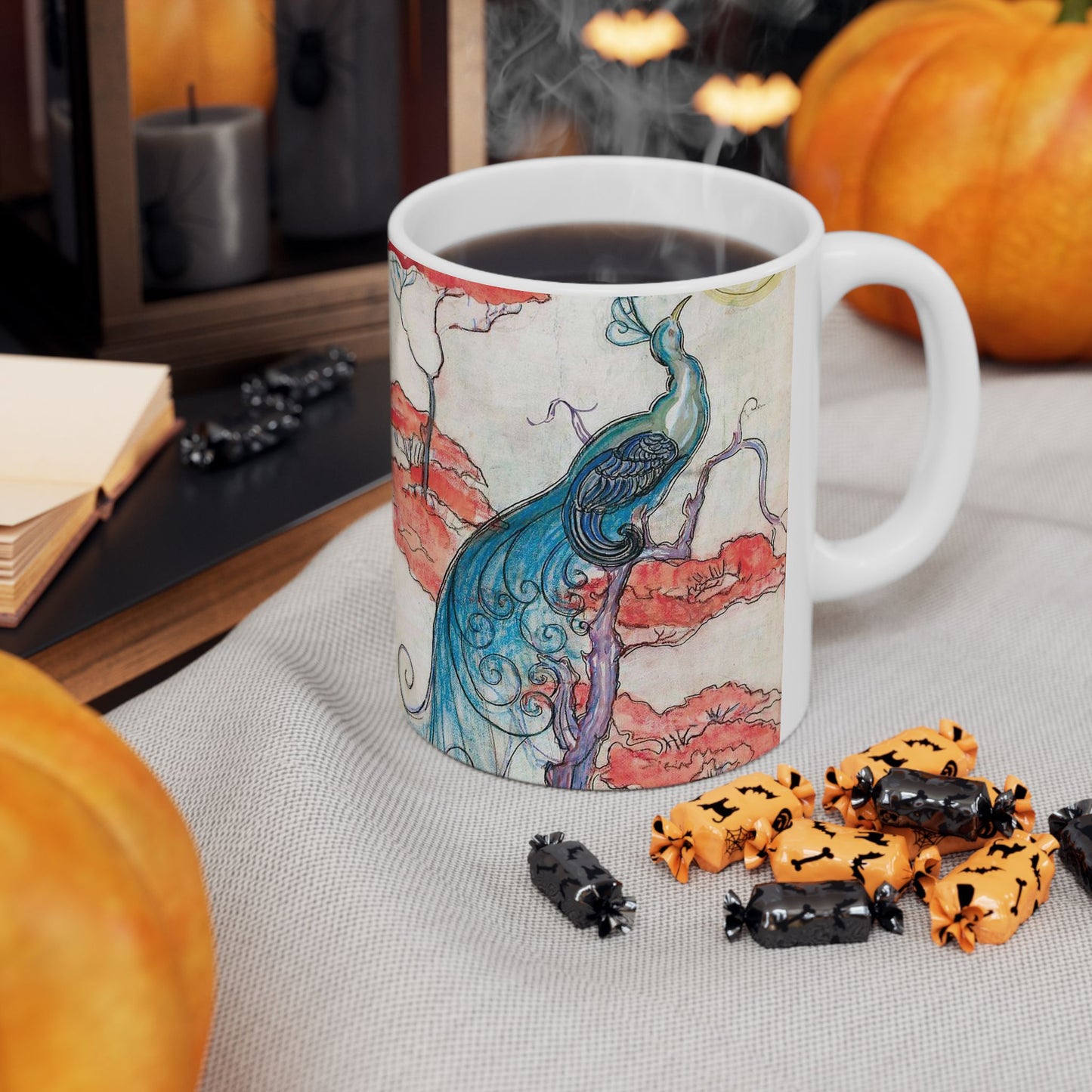 EliseuVisconti-A832-Pavão iluminado – Estudo para tecido Beautiful Novelty Ceramic Coffee Mug 11oz