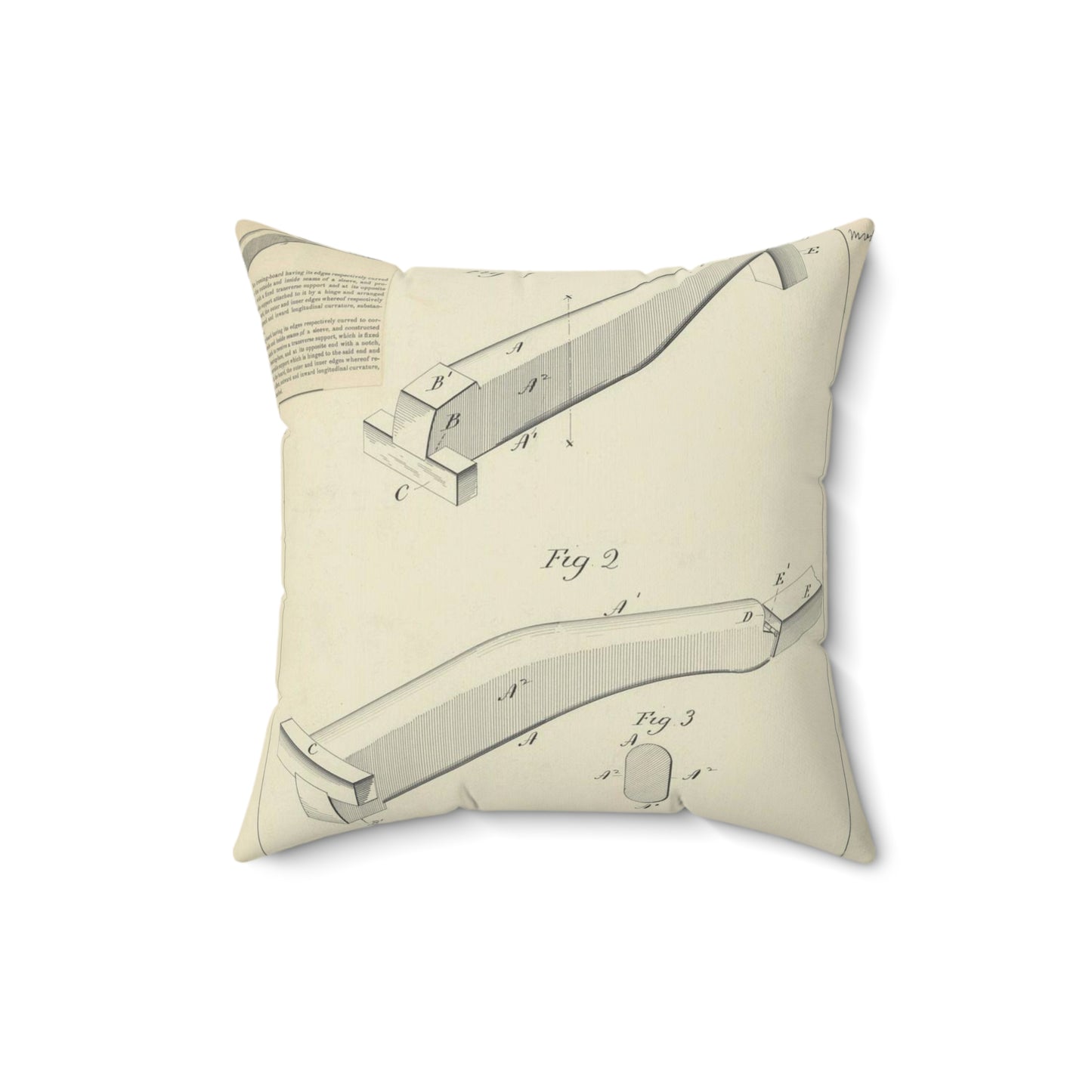 Patent drawing - for S. Boone's Ironing Board Public domain image Decorative Accent Square Pillow