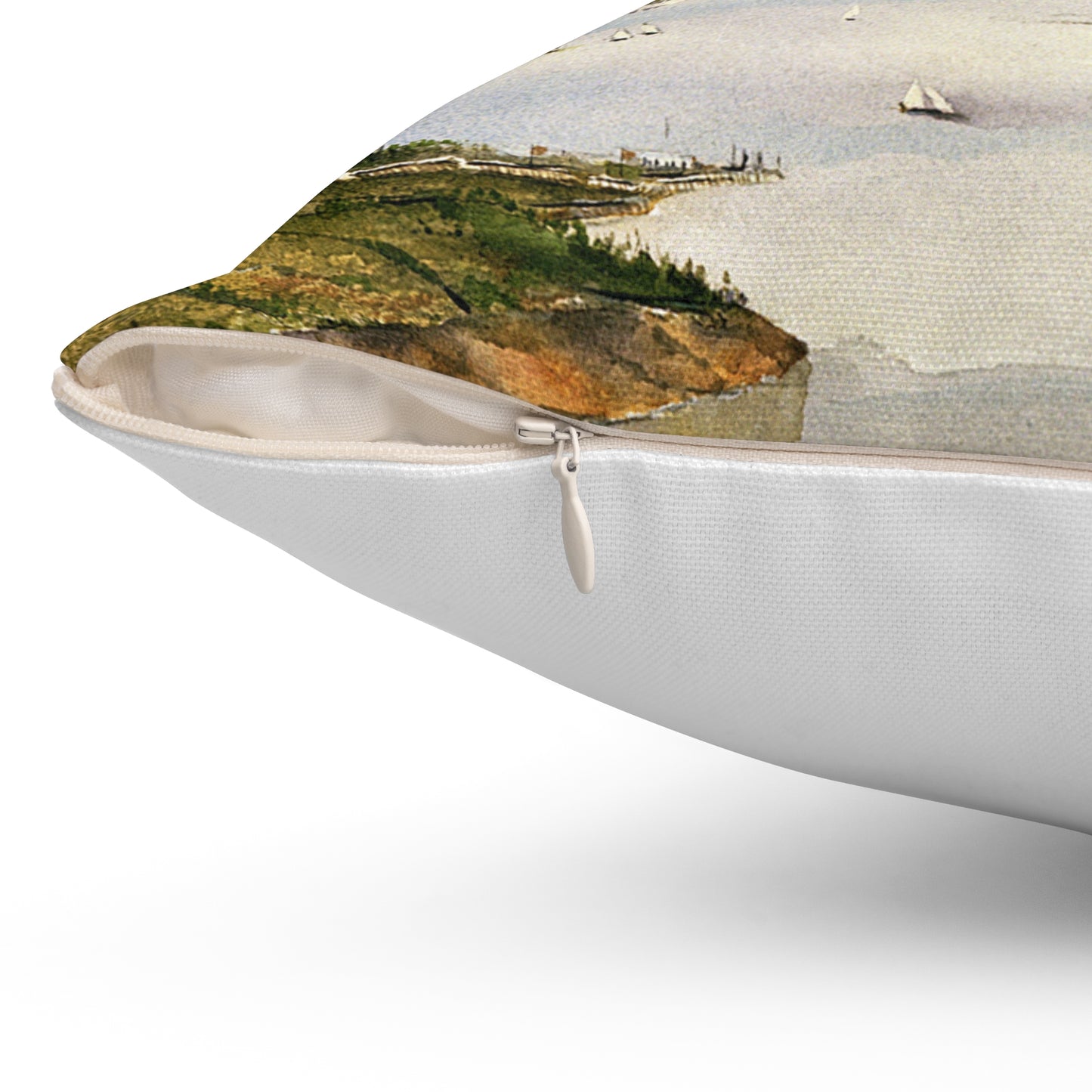 Artwork: "T.S.C. Lowe's Ballon Tethered at 1,000 Feet Above the York River in 1862". Artist: John McCoy Decorative Accent Square Pillow