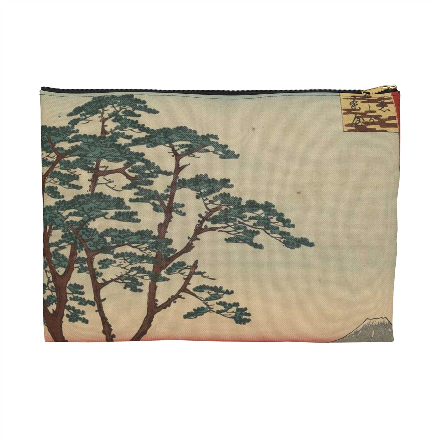 Gajō icchō, Ando Hiroshige - Public domain portrait drawing Large Organizer Pouch with Black Zipper