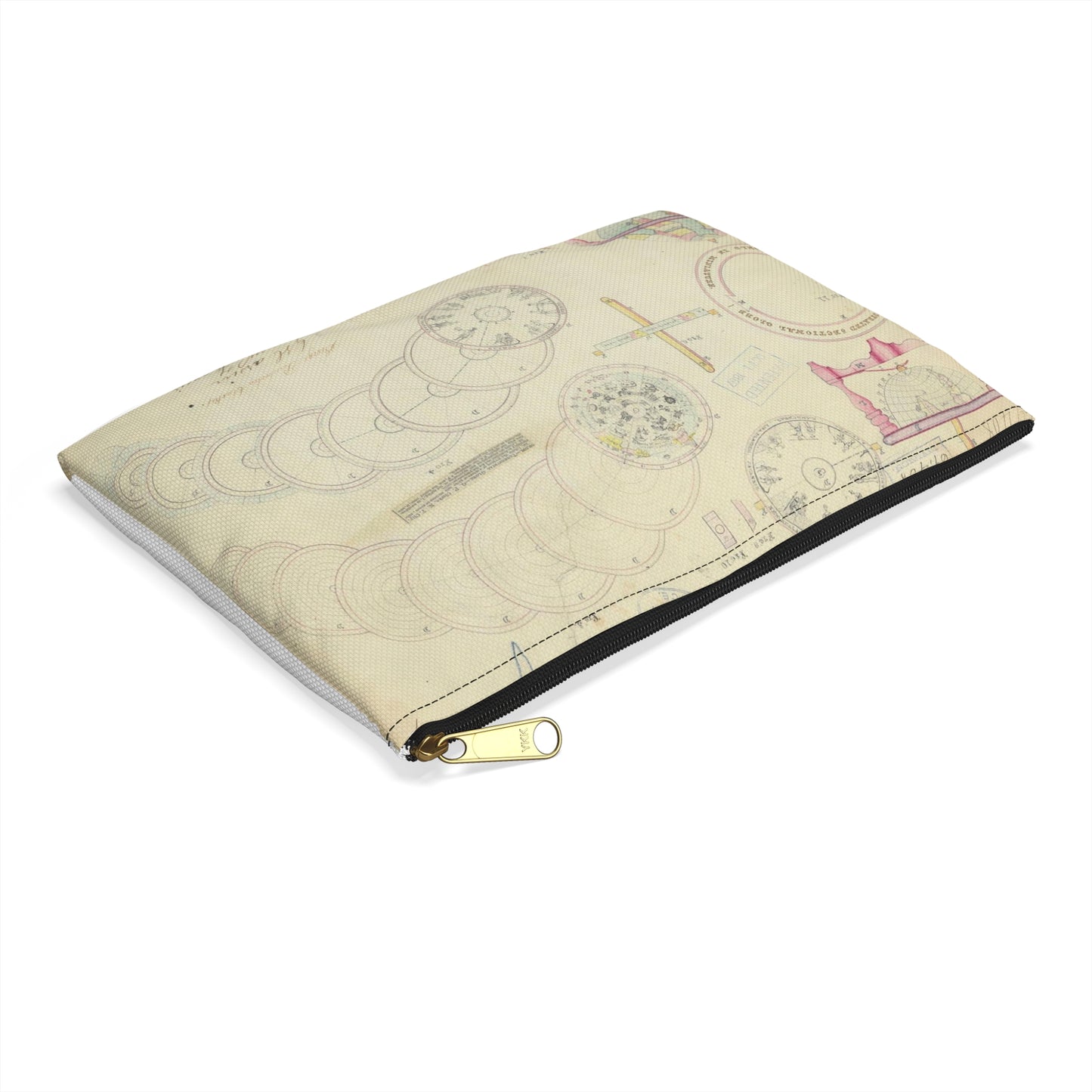 Patent drawing - Drawing of a Terrestrial Globe Public domain image Large Organizer Pouch with Black Zipper