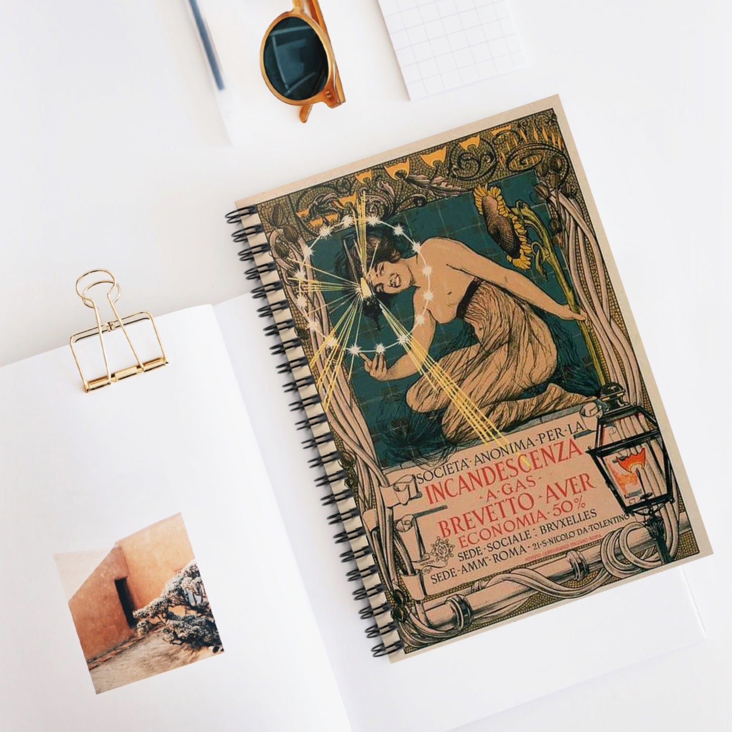 Affiche italienne pour l' "Incandescence par le Gaz, Système Auer" Spiral Bound Ruled Notebook with Printed Cover