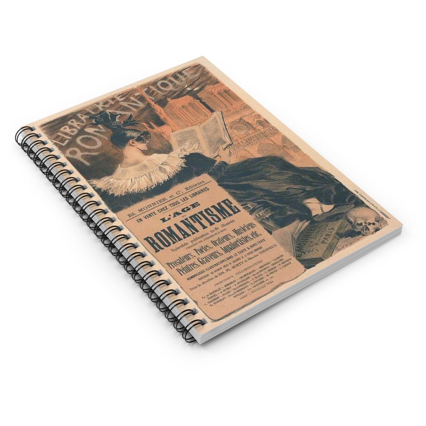 Affiche pour la "Librairie Romantique". Spiral Bound Ruled Notebook with Printed Cover