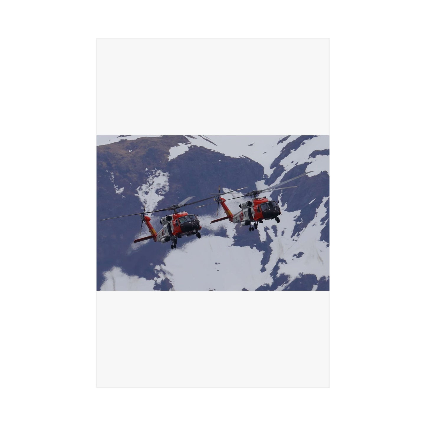 Two Coast Guard Air Station Sitka MH-60 Jayhawk helicopter High Quality Matte Wall Art Poster for Home, Office, Classroom