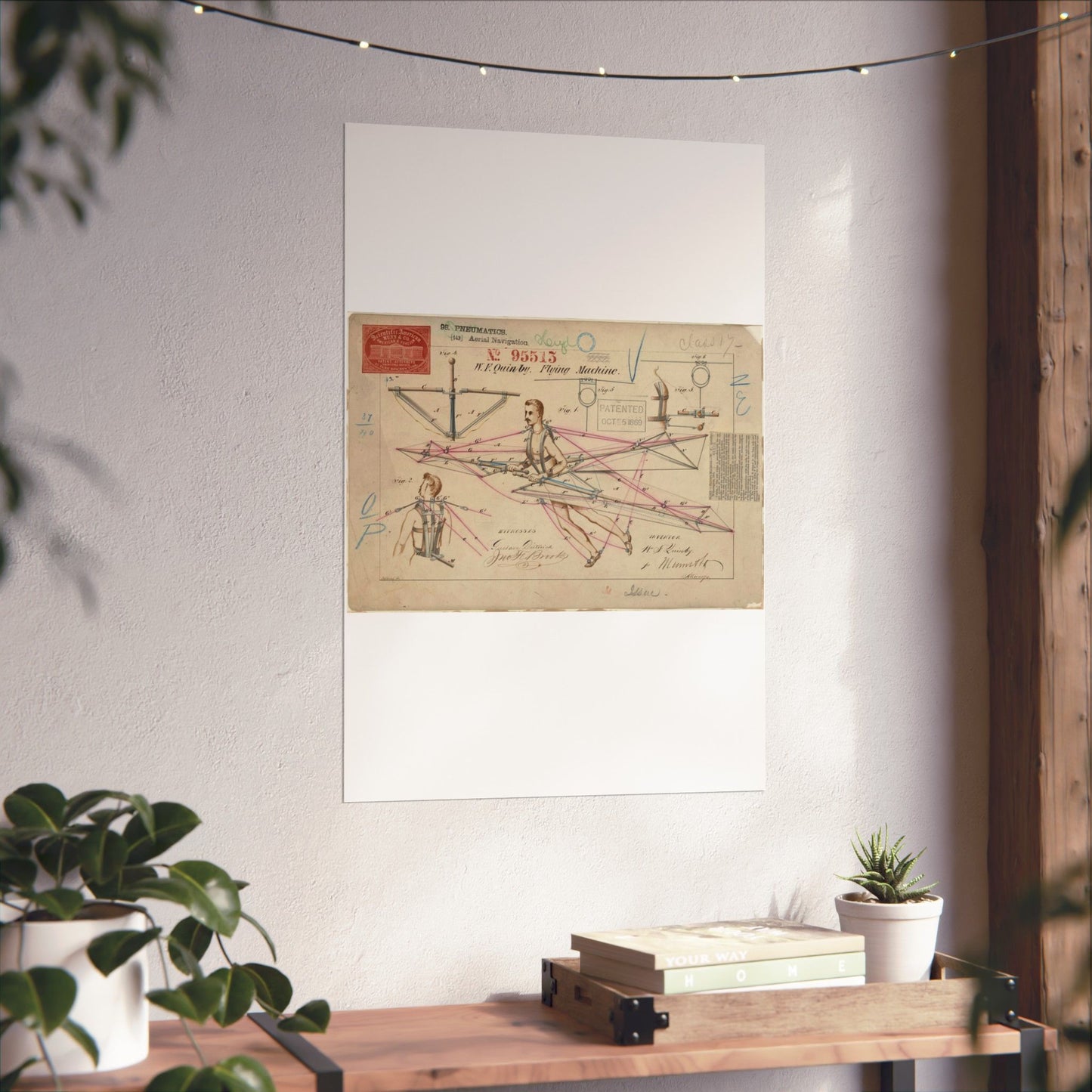 Patent drawing - for a Flying Machine Public domain image High Quality Matte Wall Art Poster for Home, Office, Classroom