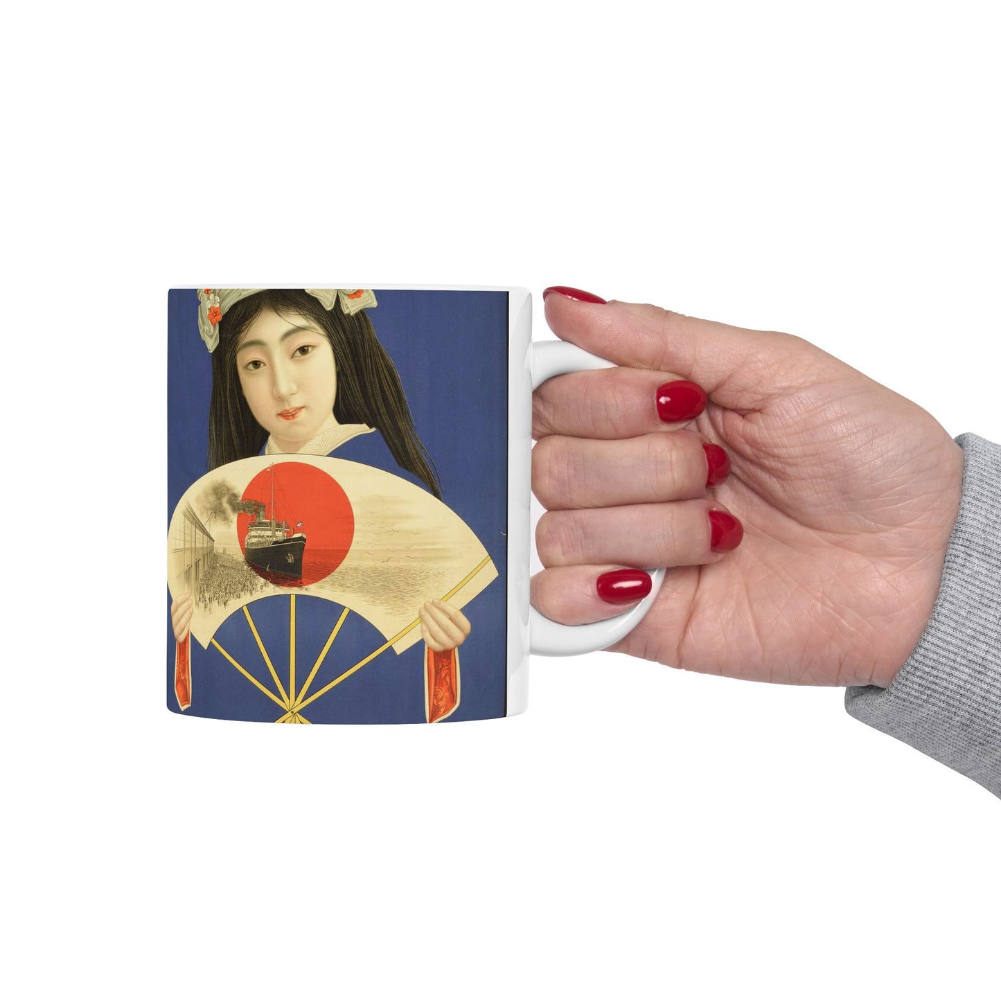 Toyo Kisen Kaisha = Oriental Steam-Ship Company (Woman with a fan) (rbm-coll3020-01-03) Beautiful Novelty Ceramic Coffee Mug 11oz