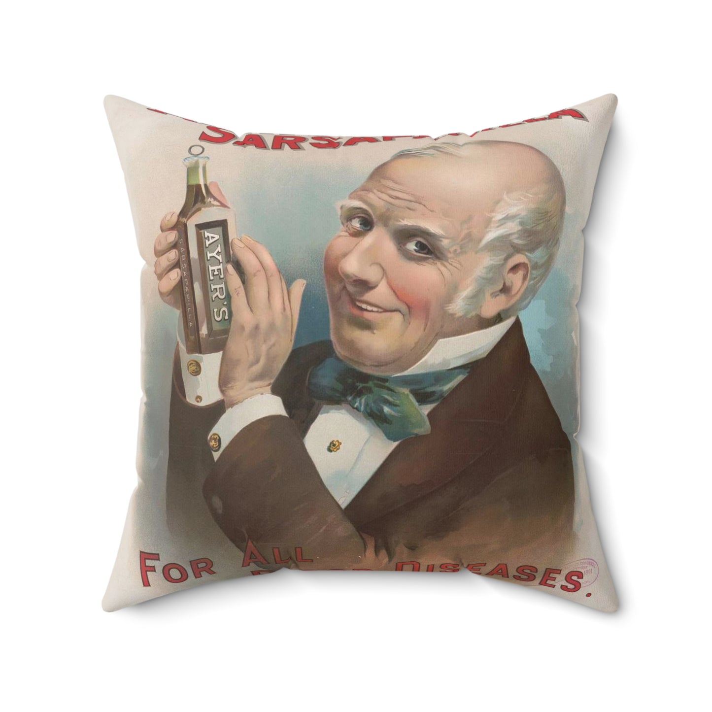 Ayer's sarsaparilla, for all blood diseases, cures others, will cure you Decorative Accent Square Pillow