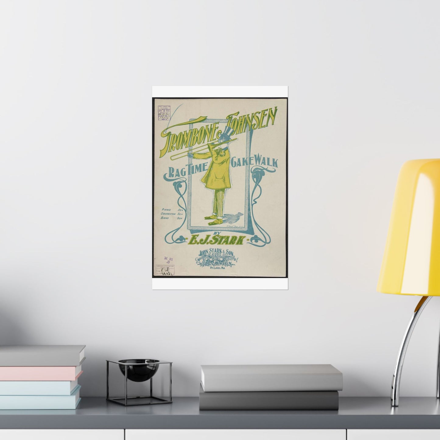 Trombone Johnsen, a Ragtime cake walk - Ragtime music High Quality Matte Wall Art Poster for Home, Office, Classroom