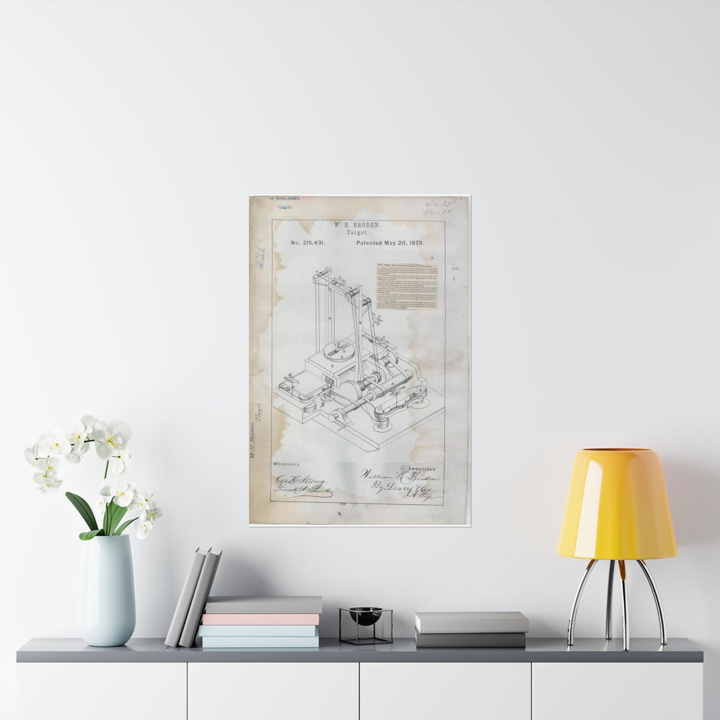Patent drawing - for W. H. Broden's Target Public domain image High Quality Matte Wall Art Poster for Home, Office, Classroom