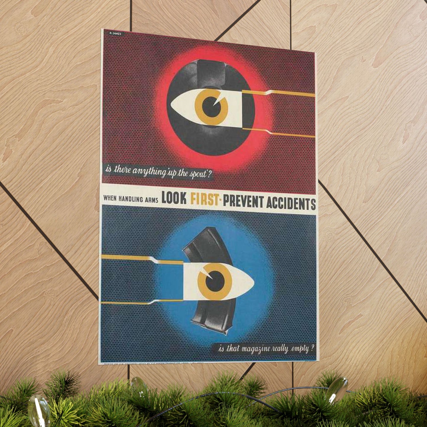 When Handling Arms Look First - Prevent Accidents Art.IWMPST2895 High Quality Matte Wall Art Poster for Home, Office, Classroom