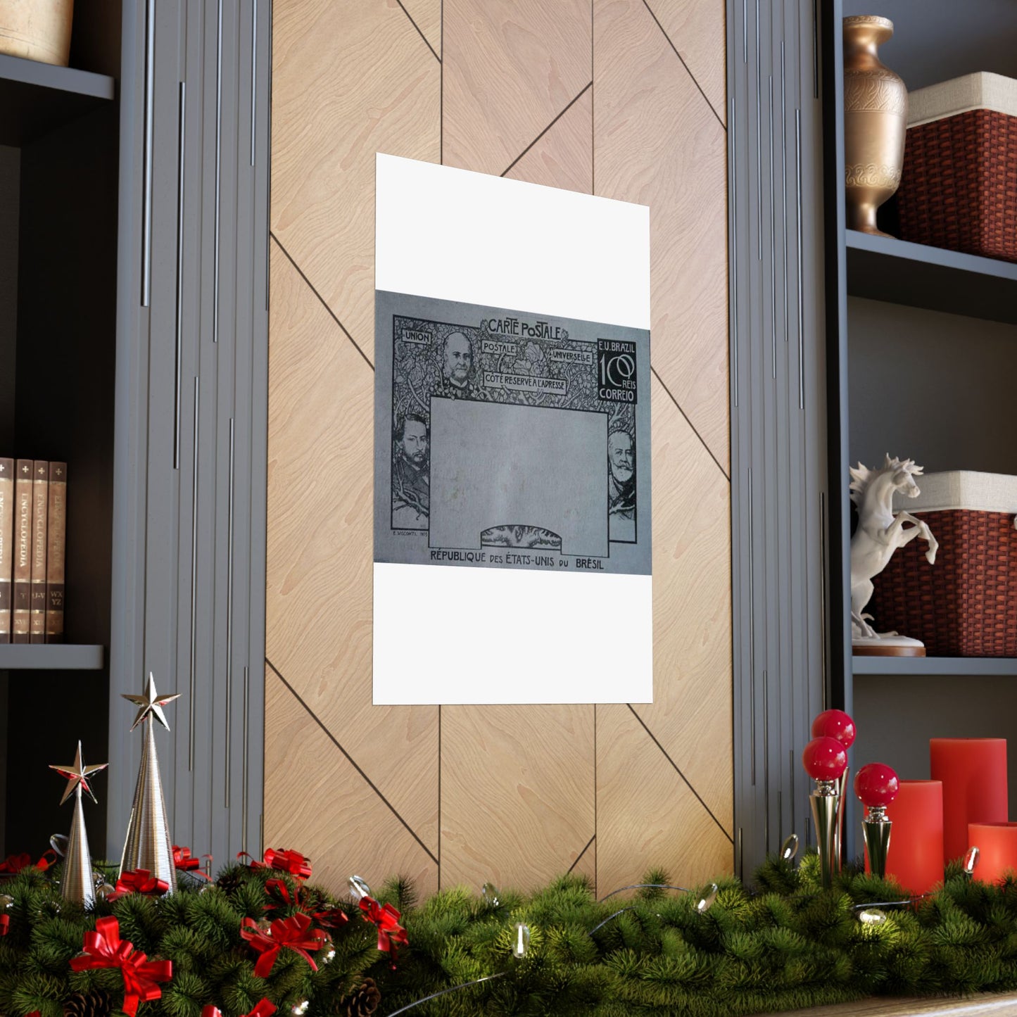 EliseuVisconti-D857-Bilhete postal para o exterior – A Evolução Histórica do Brasil – Projeto para bilhete postal integrante da coleção vencedora do Concurso dos Correios de 1904 High Quality Matte Wall Art Poster for Home, Office, Classroom