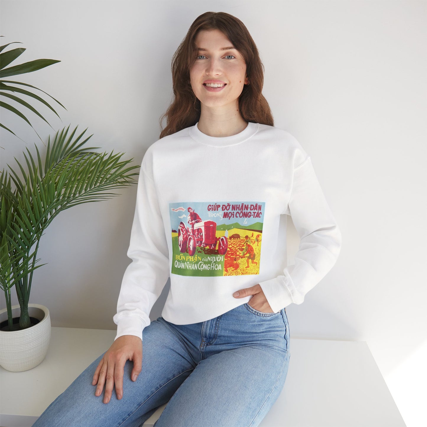 Army Helps People, United States information service propaganda White Heavy Blend Adult Crew Neck SweatShirt