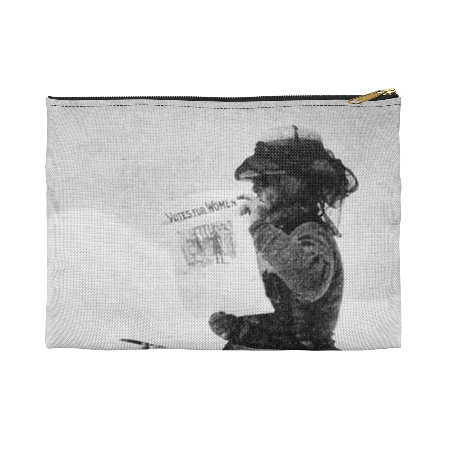 FannyBullockWorkmanVotesWomen - A woman standing in the snow holding a sign Large Organizer Pouch with Black Zipper
