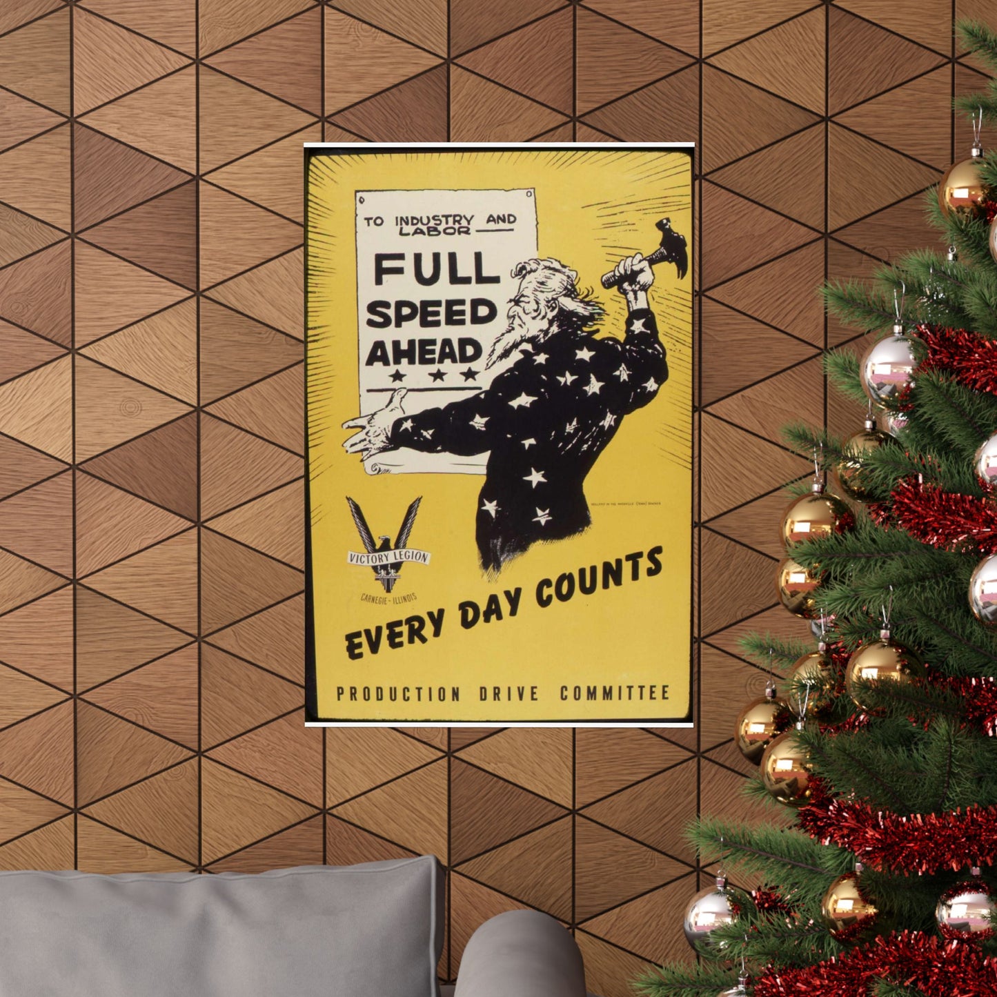 Full speed ahead. Every day counts. Production Drive Committee. - NARA - 534928 High Quality Matte Wall Art Poster for Home, Office, Classroom