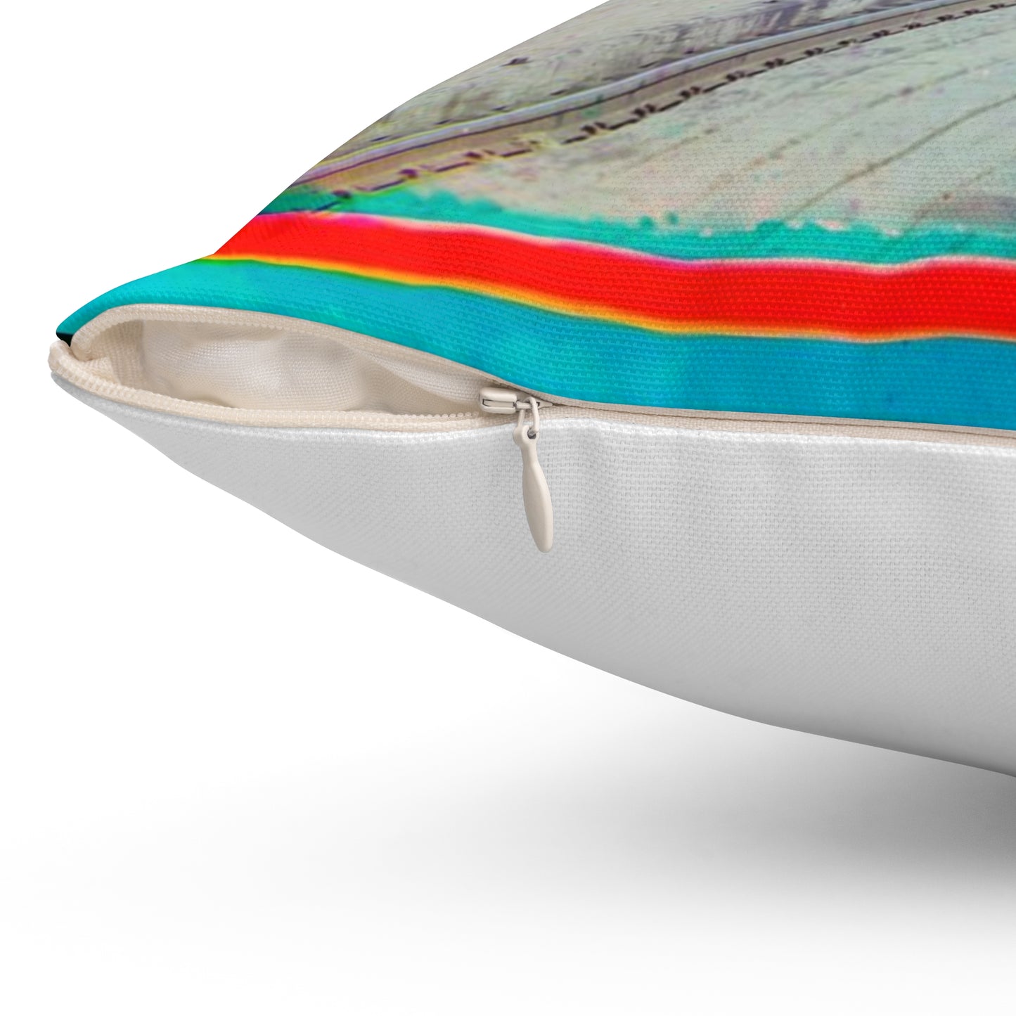 Sorochya Bay. Railroad dam in the Soroka inlet. Arkhangelsk Province, Russia. Decorative Accent Square Pillow