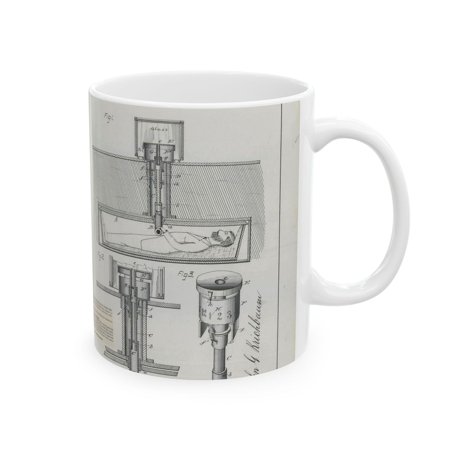 Patent drawing - for J. G. Krichbaum's Device for Indicating Life in Buried Persons Public domain image Beautiful Novelty Ceramic Coffee Mug 11oz