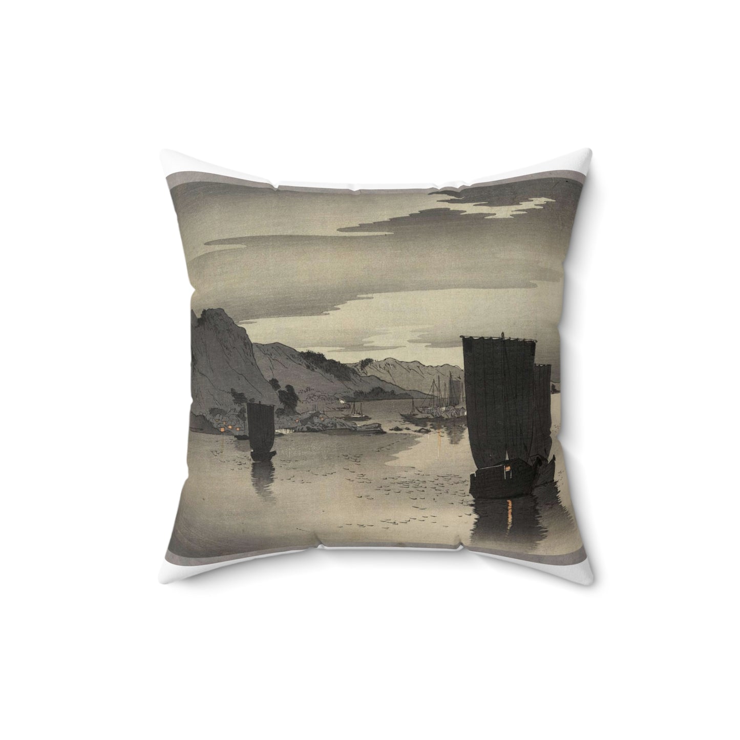 Yūgure no hansen - Public domain portrait drawing Decorative Accent Square Pillow