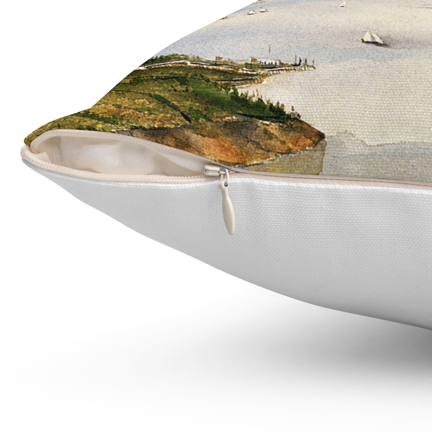 Artwork: "T.S.C. Lowe's Ballon Tethered at 1,000 Feet Above the York River in 1862". Artist: John McCoy Decorative Accent Square Pillow