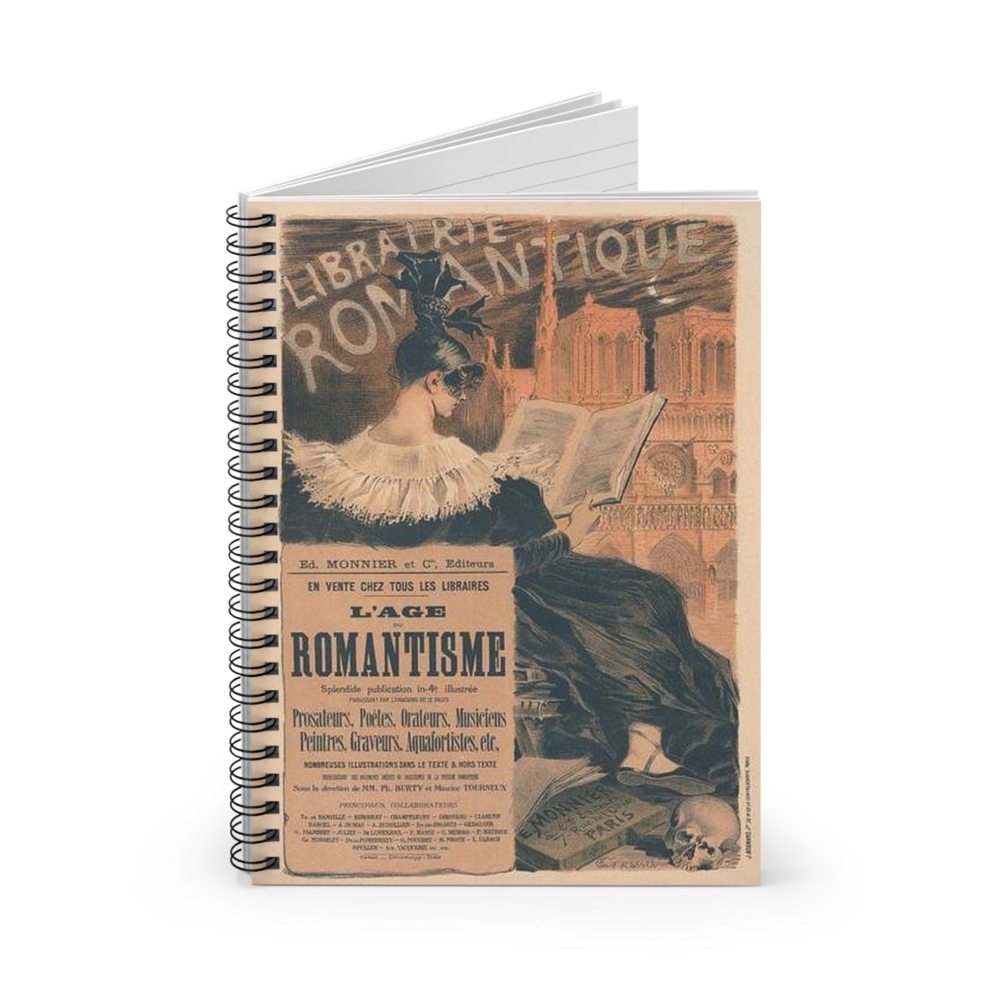 Affiche pour la "Librairie Romantique". Spiral Bound Ruled Notebook with Printed Cover