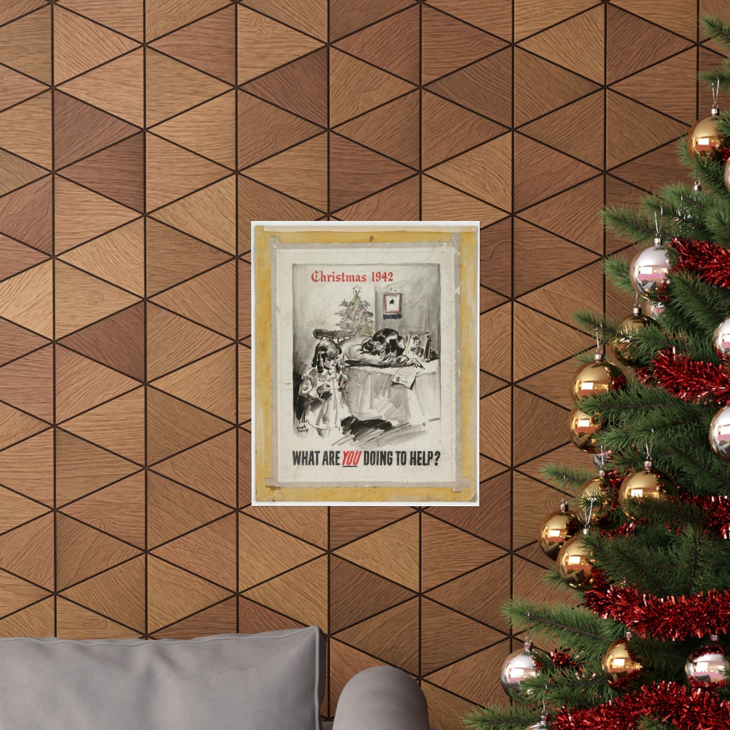 What Are You Doing to Help? Christmas 1942 High Quality Matte Wall Art Poster for Home, Office, Classroom