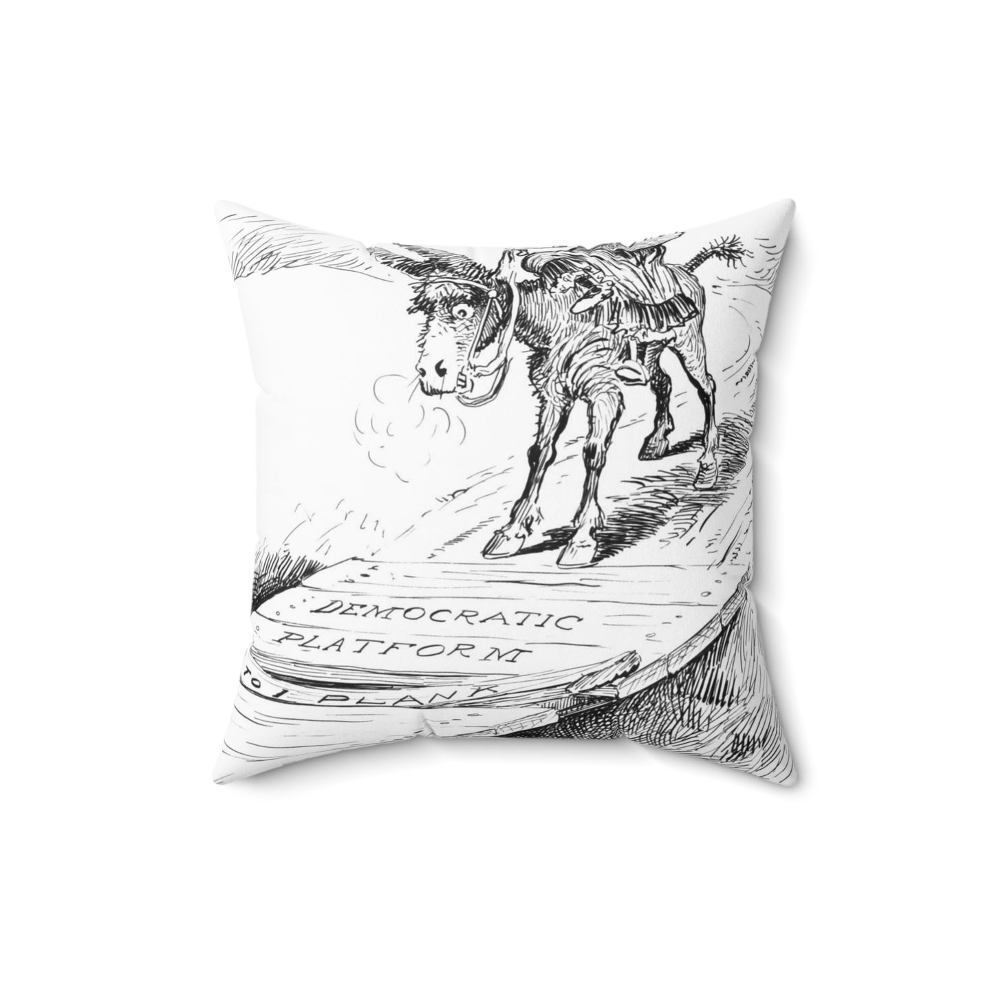 Skittish - Political cartoon, public domain image Decorative Accent Square Pillow