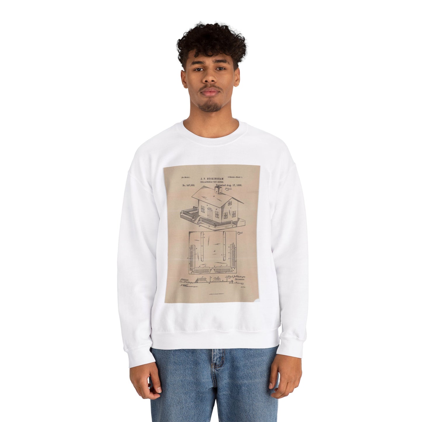 Patent Drawing of Engine - Drawing for a Collapsible Toy House Public domain image White Heavy Blend Adult Crew Neck SweatShirt