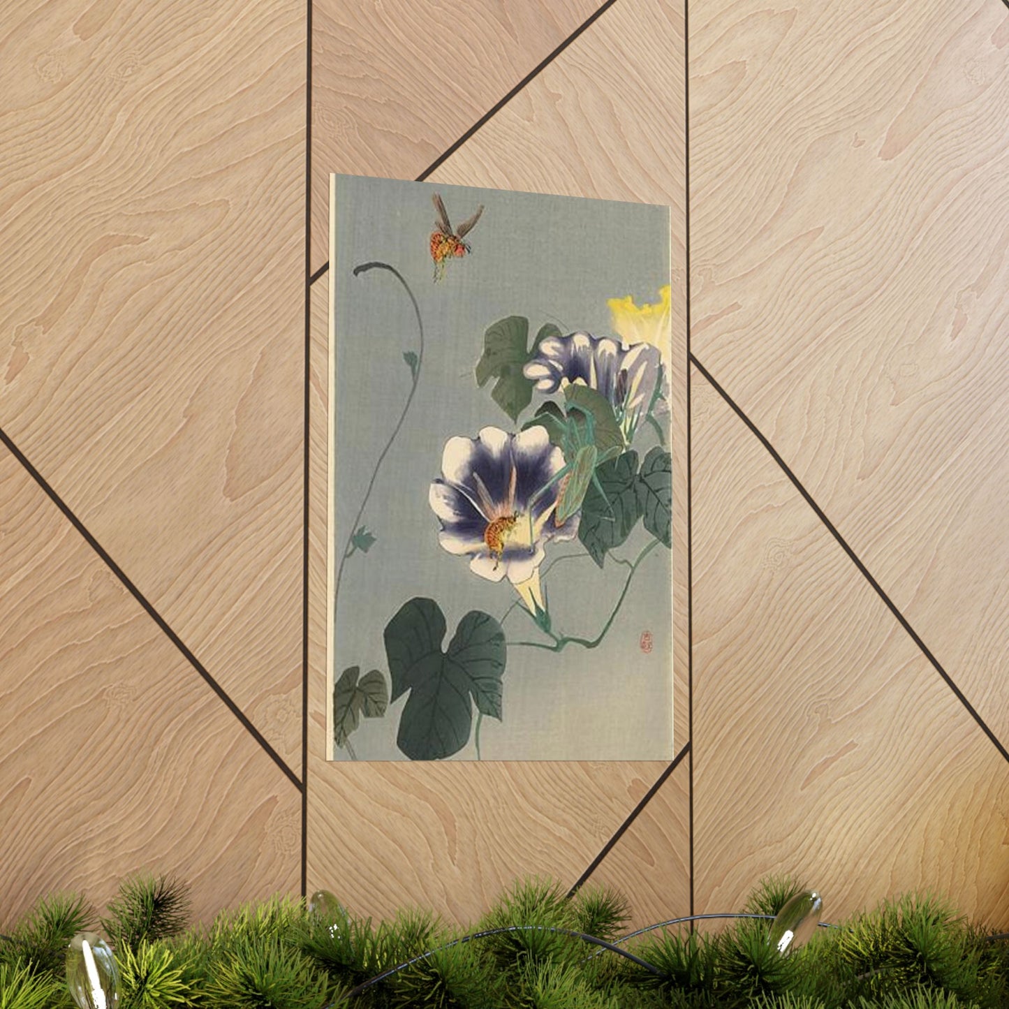 Koson - wasps-and-praying-mantis, Ohara Koson High Quality Matte Wall Art Poster for Home, Office, Classroom
