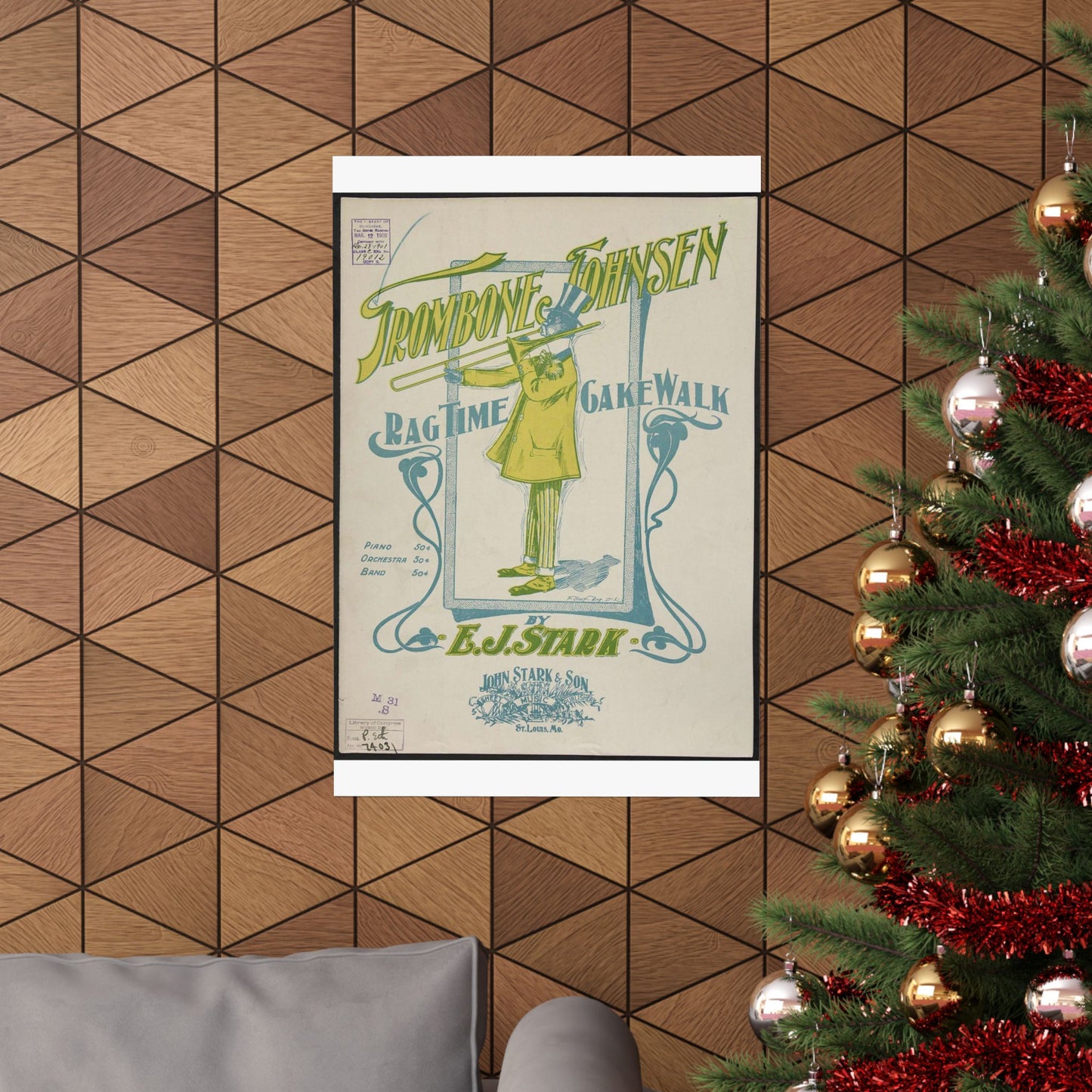 Trombone Johnsen, a Ragtime cake walk - Ragtime music High Quality Matte Wall Art Poster for Home, Office, Classroom