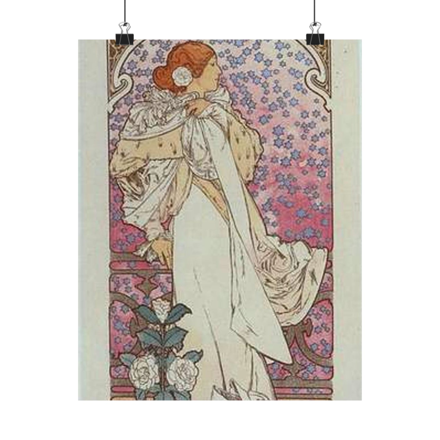Affiche pour le Théâtre de la Renaissance, "la Dame aux Camélias". High Quality Matte Wall Art Poster for Home, Office, Classroom