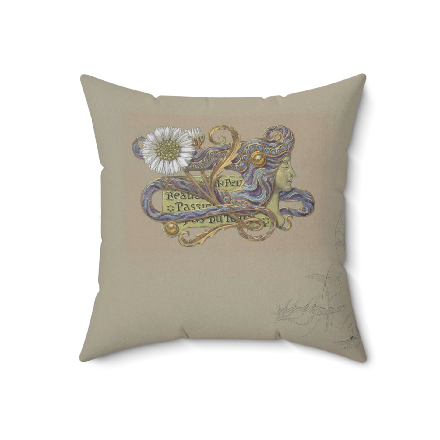Eugène Samuel Grasset - Jewelry Design Decorative Accent Square Pillow