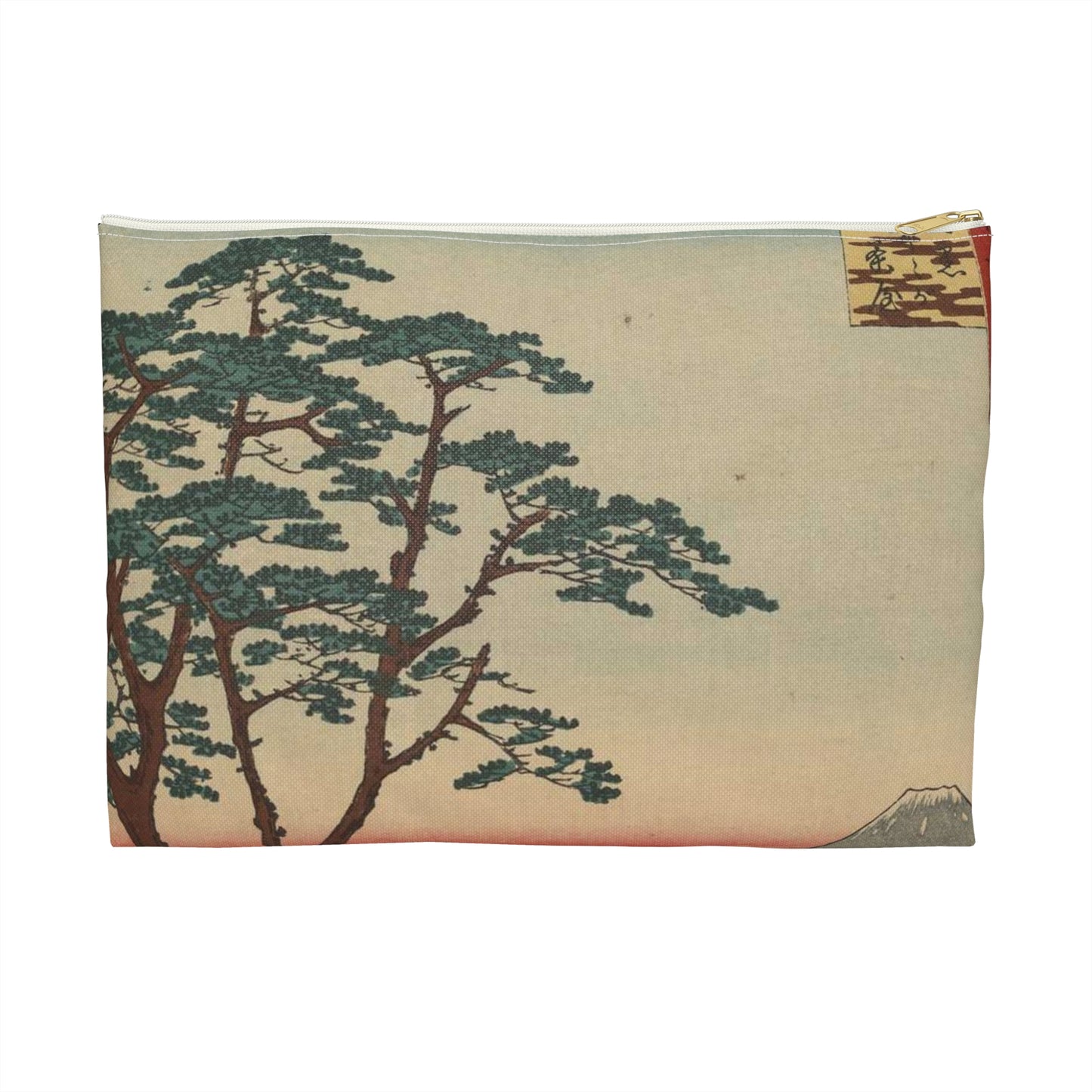 Gajō icchō, Ando Hiroshige - Public domain portrait drawing Large Organizer Pouch with Black Zipper