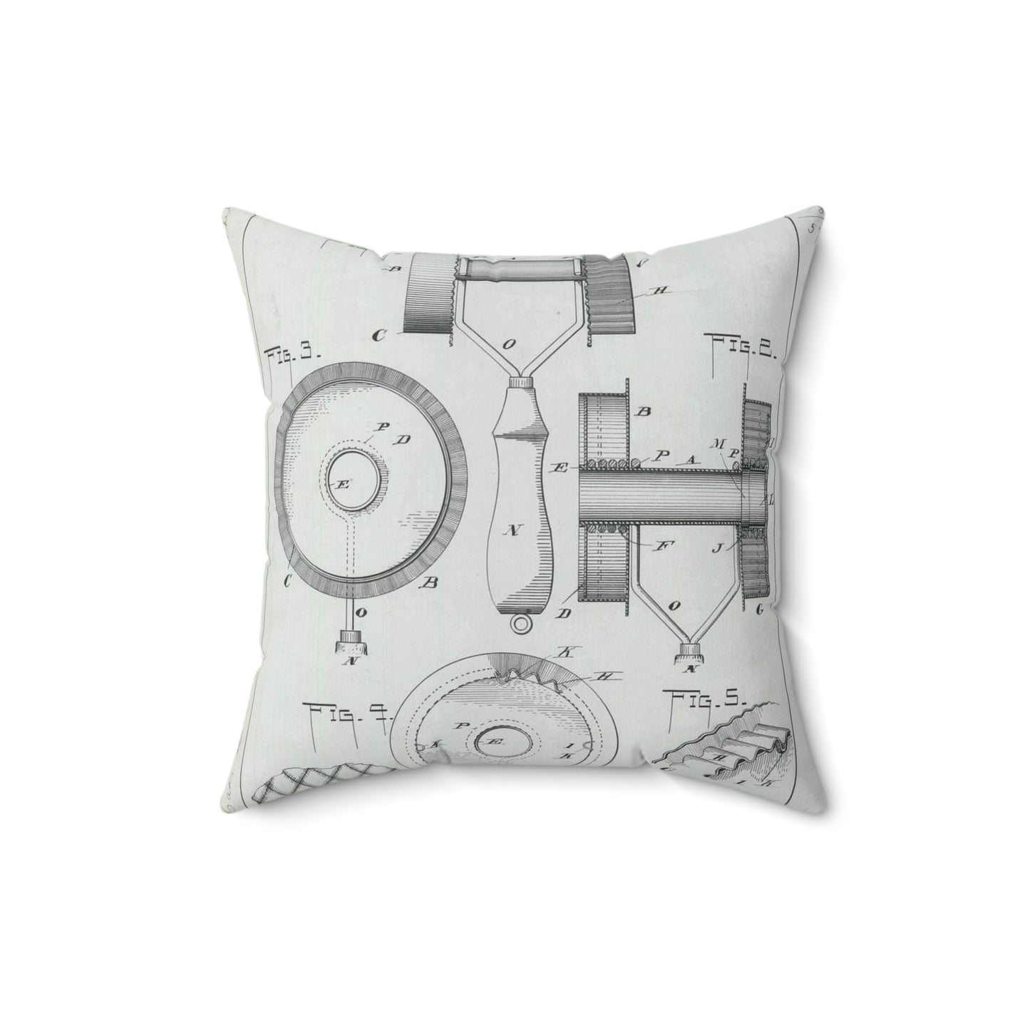 Patent Drawing of Engine - for G. W. Baier's Cake or Doughnut Cutter Public domain image Decorative Accent Square Pillow