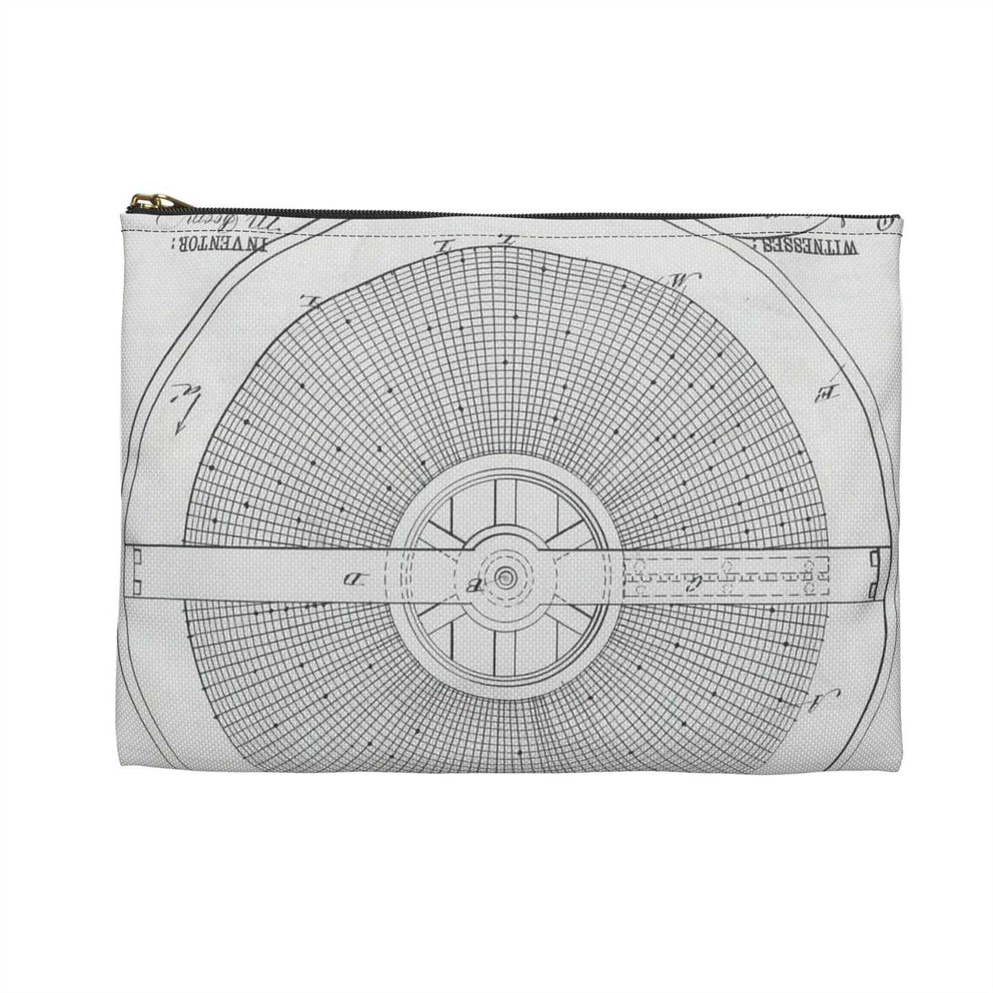 Patent Drawing of Engine - for M. Boom's Music Box Public domain image Large Organizer Pouch with Black Zipper