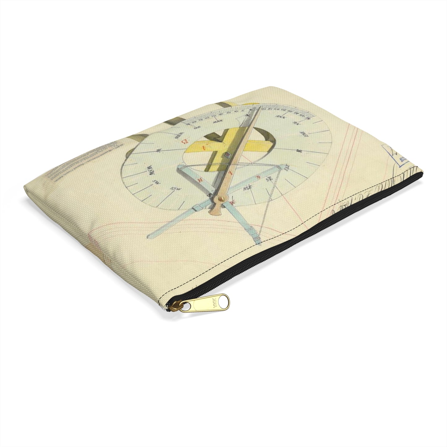 Patent drawing - Drawing of Marine Compasses Public domain image Large Organizer Pouch with Black Zipper