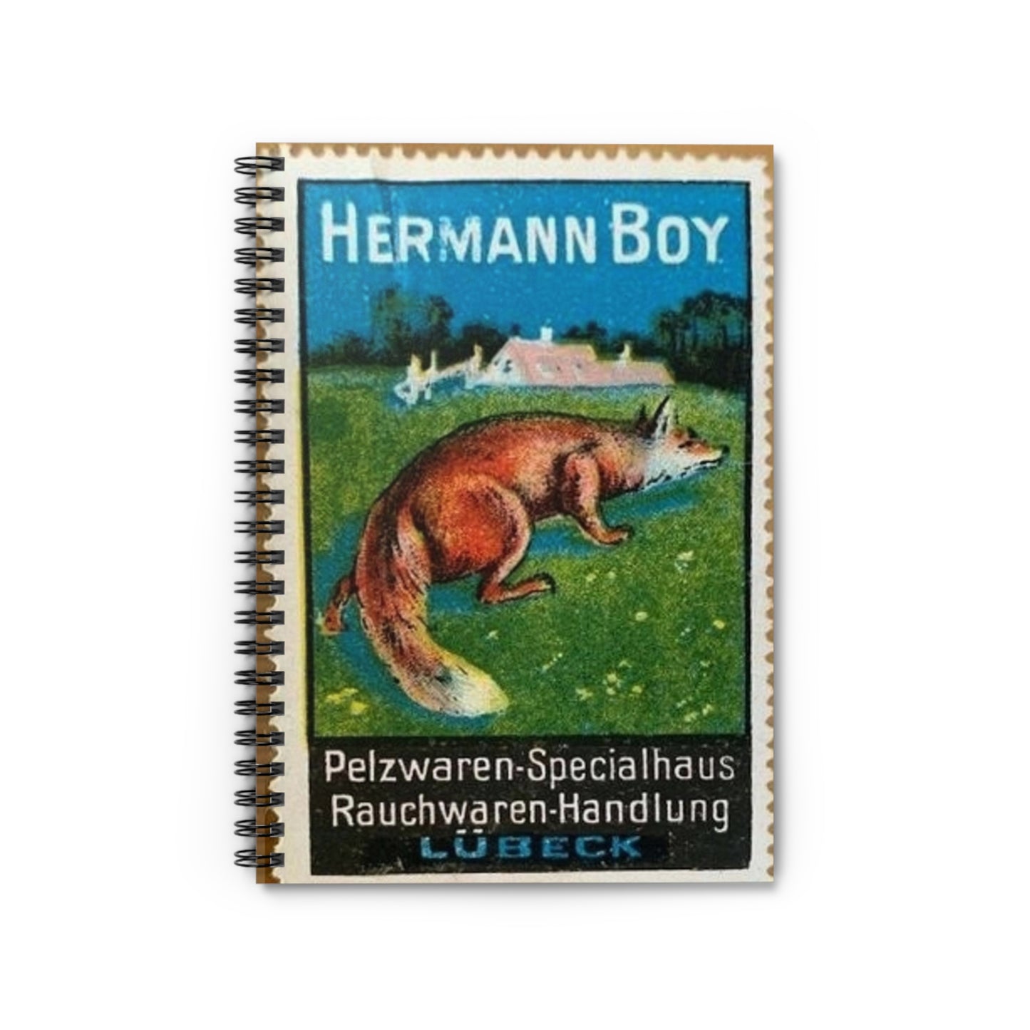 Hermann Boy, Pelzwaren-Specialhaus Lübeck (Reklamemarke, 1913) Spiral Bound Ruled Notebook with Printed Cover