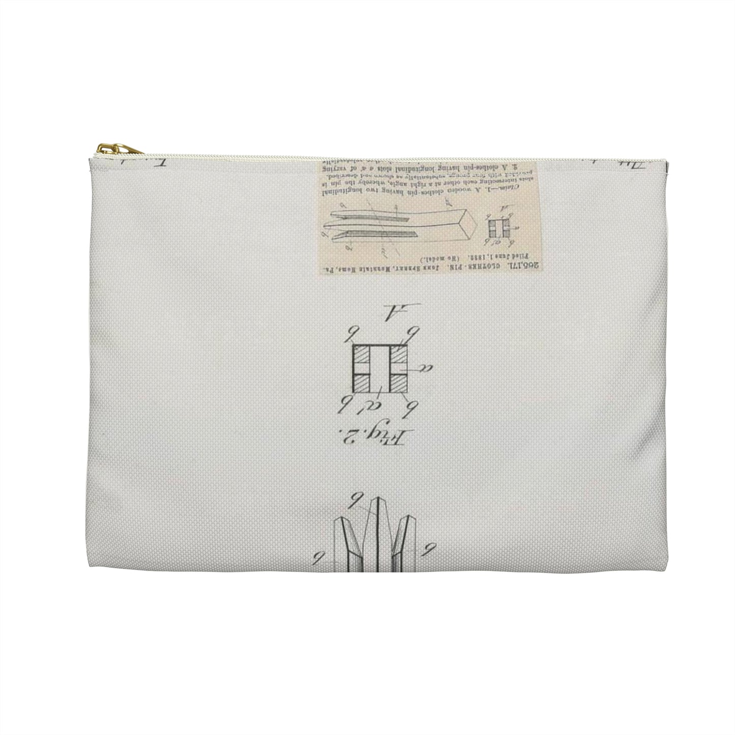 Patent drawing - for J. Sperry's Clothes Pin Public domain image Large Organizer Pouch with Black Zipper