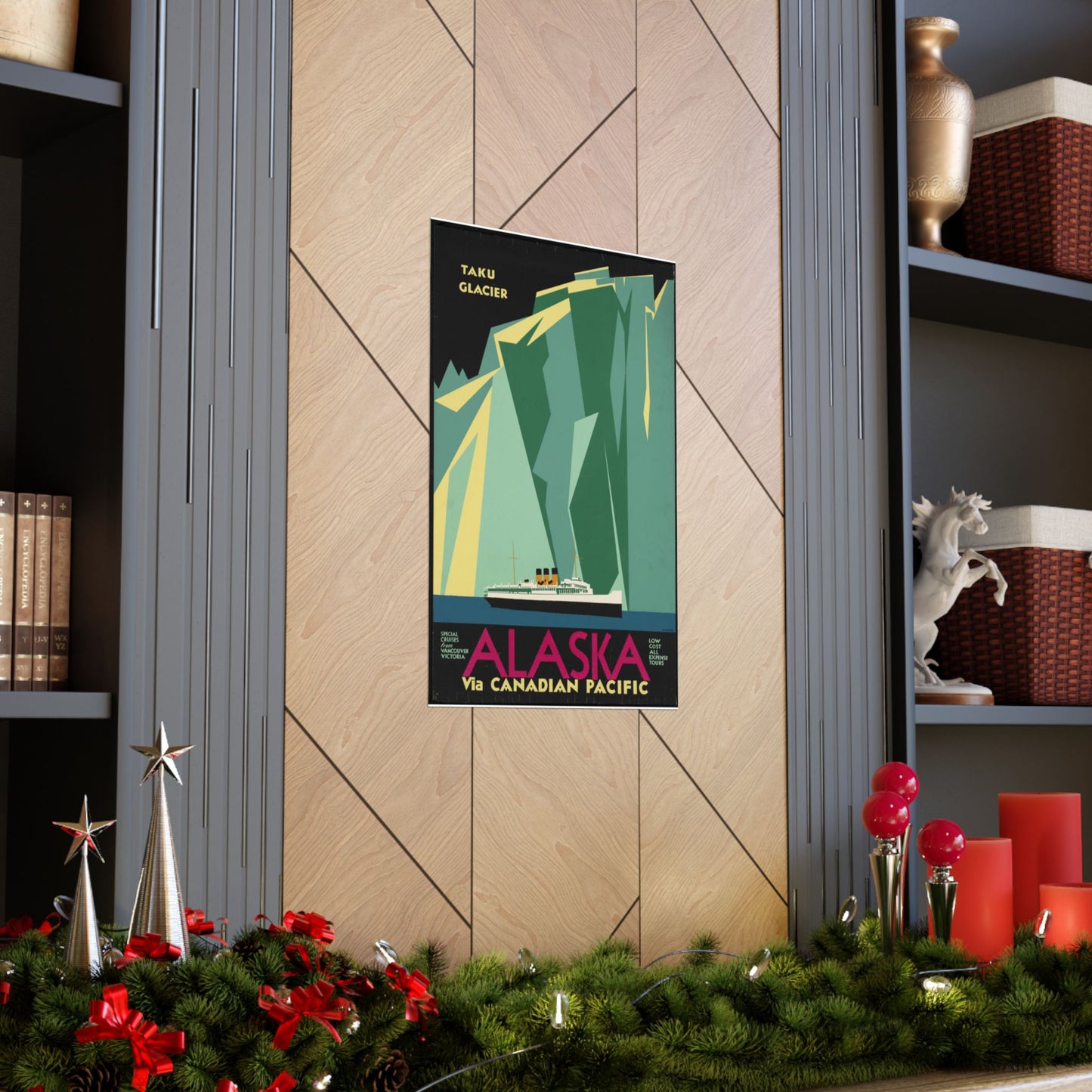 Alaska. Vintage Travel Poster., Art Deco Poster High Quality Matte Wall Art Poster for Home, Office, Classroom