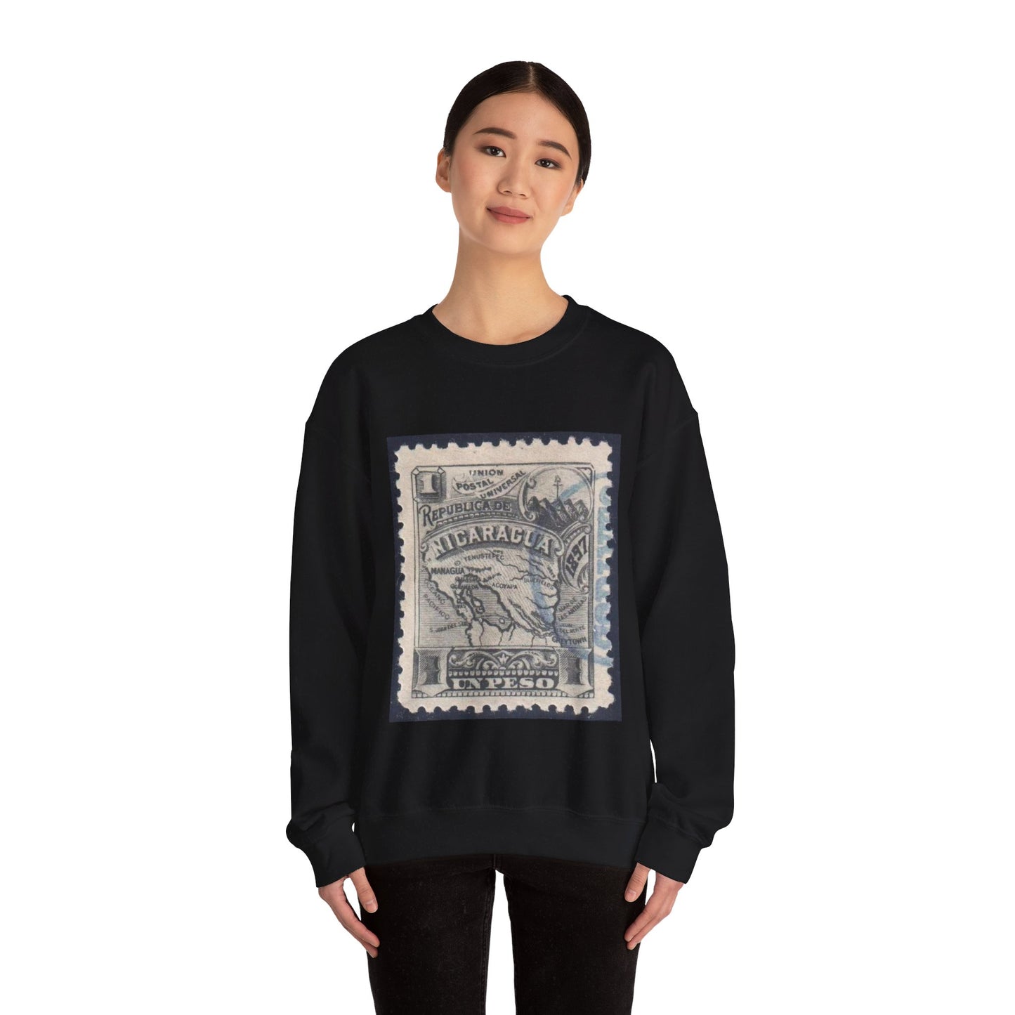Nicaragua 1897 Sc96u - postal stamp Black Heavy Blend Adult Crew Neck SweatShirt