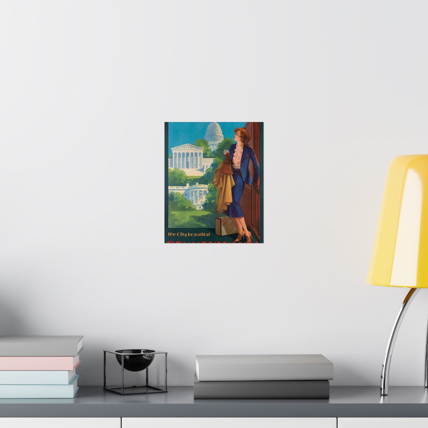 Washington—The City Beautiful, Pennsylvania Railroad poster, artwork by Edward Mason Eggleston High Quality Matte Wall Art Poster for Home, Office, Classroom