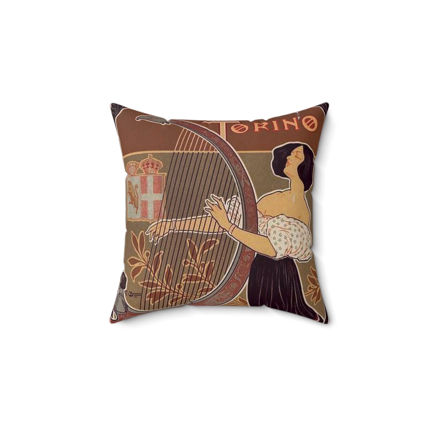Affiche italienne pour le "Théâtre royal de Turin" Decorative Accent Square Pillow