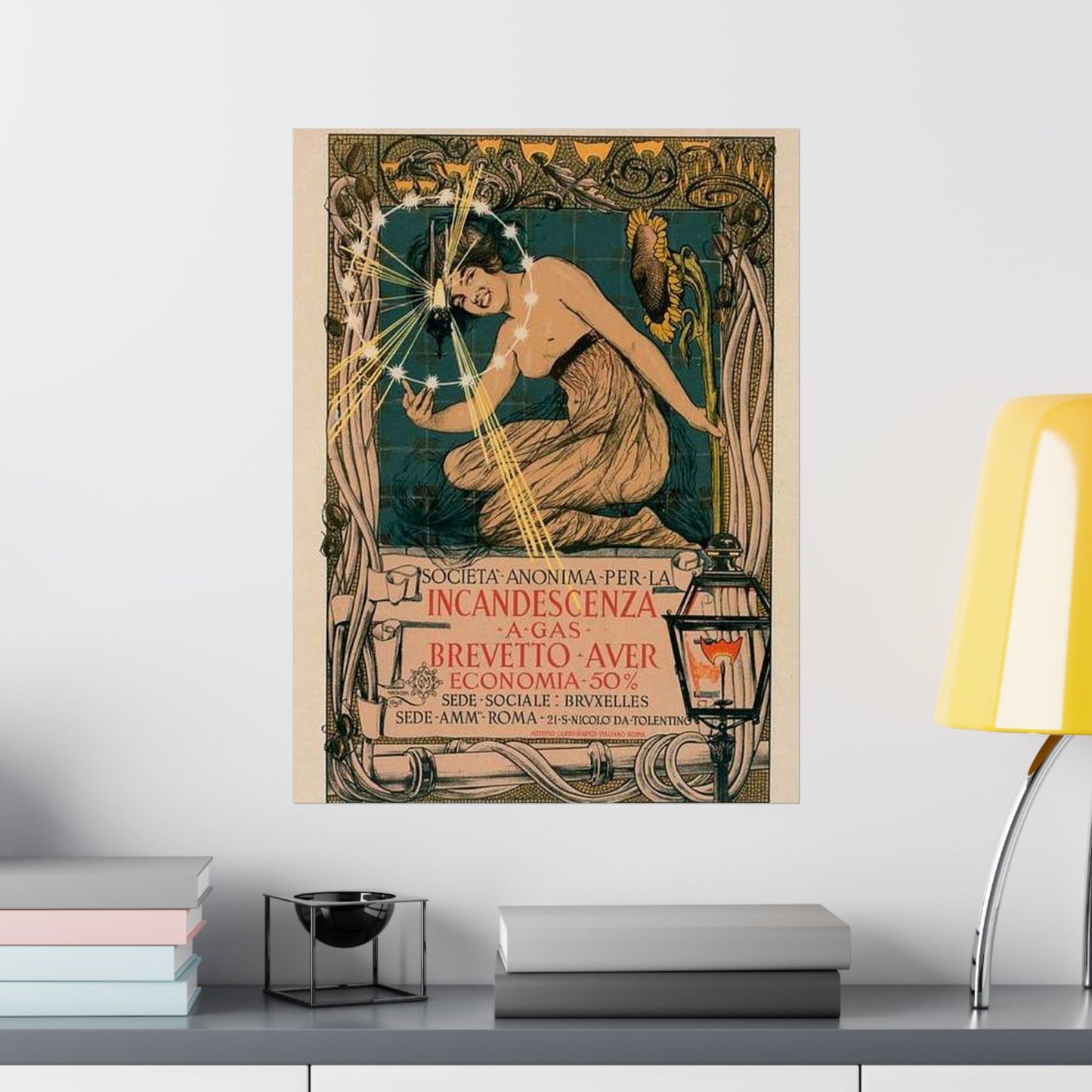 Affiche italienne pour l' "Incandescence par le Gaz, Système Auer" High Quality Matte Wall Art Poster for Home, Office, Classroom