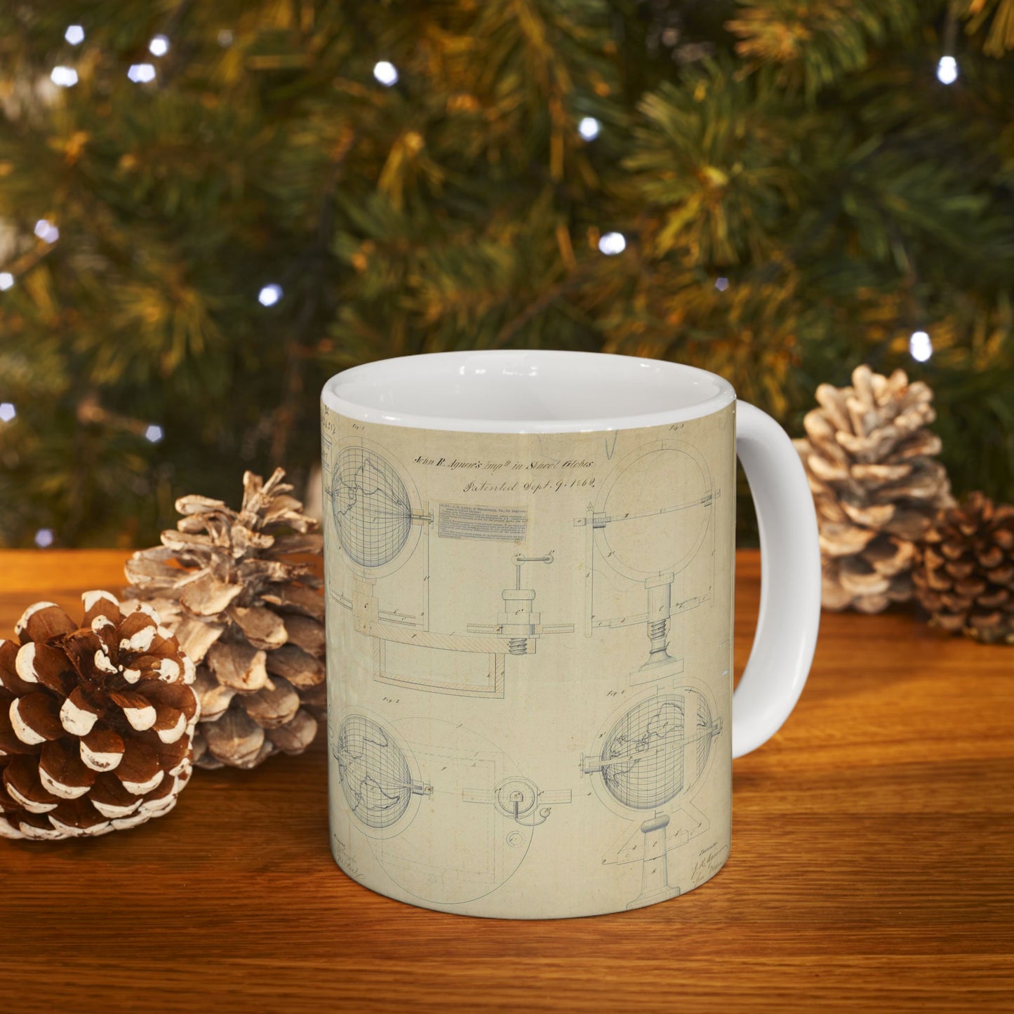 Patent drawing - Drawing of an Improvement in School Globes Public domain image Beautiful Novelty Ceramic Coffee Mug 11oz