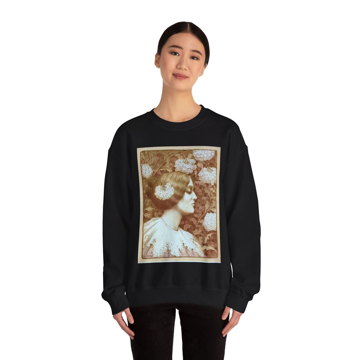 Paul Emile Berthon - Dessin original pour les "Maîtres de l'Affiche". Black Heavy Blend Adult Crew Neck SweatShirt