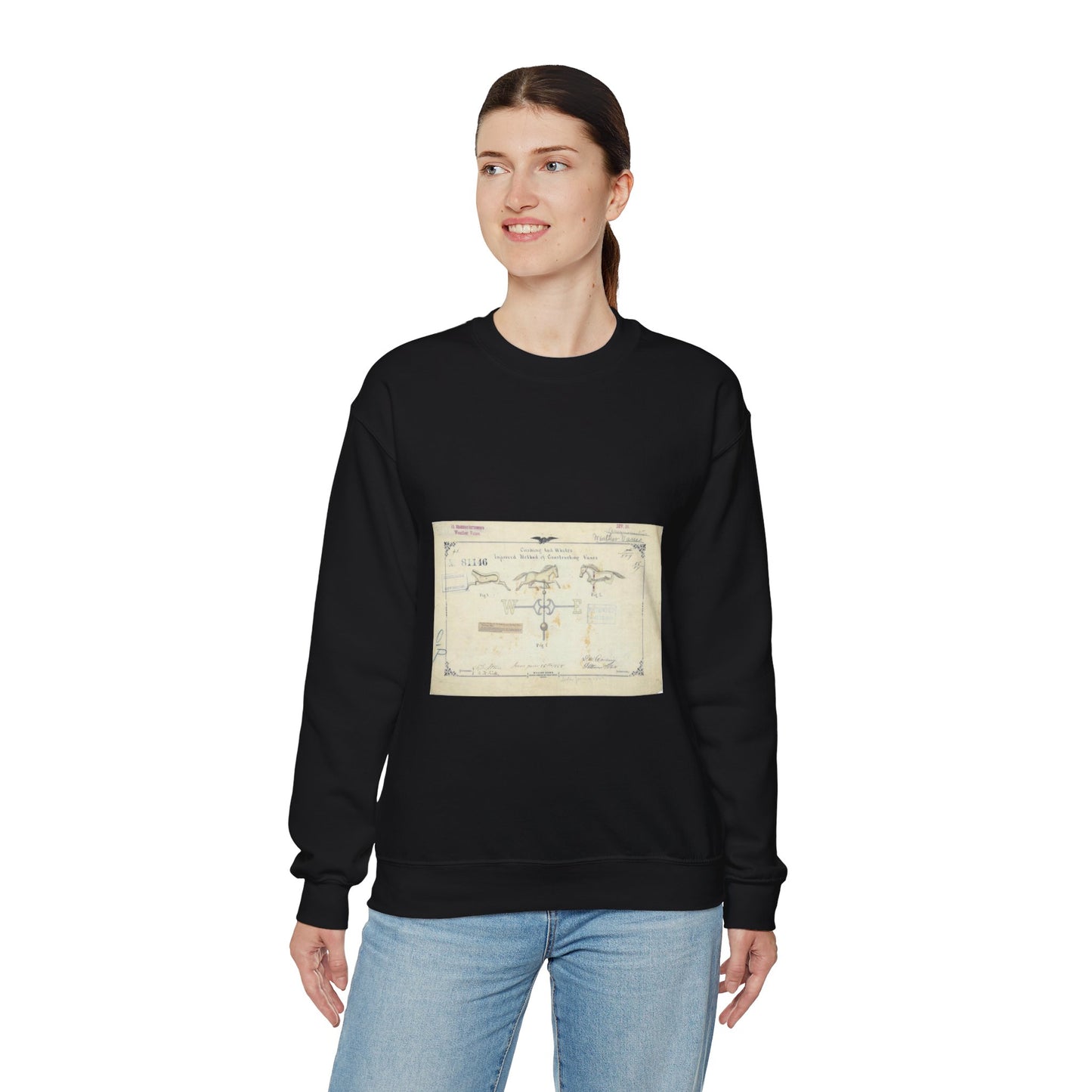 Patent drawing - Drawing of an Improved Method of Constructing Vanes Public domain image Black Heavy Blend Adult Crew Neck SweatShirt