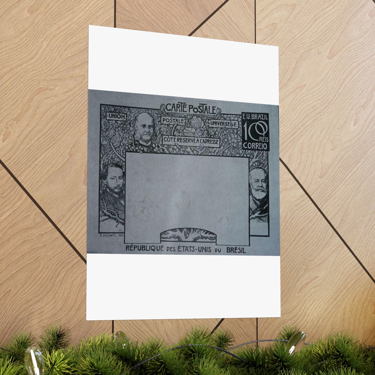 EliseuVisconti-D857-Bilhete postal para o exterior – A Evolução Histórica do Brasil – Projeto para bilhete postal integrante da coleção vencedora do Concurso dos Correios de 1904 High Quality Matte Wall Art Poster for Home, Office, Classroom