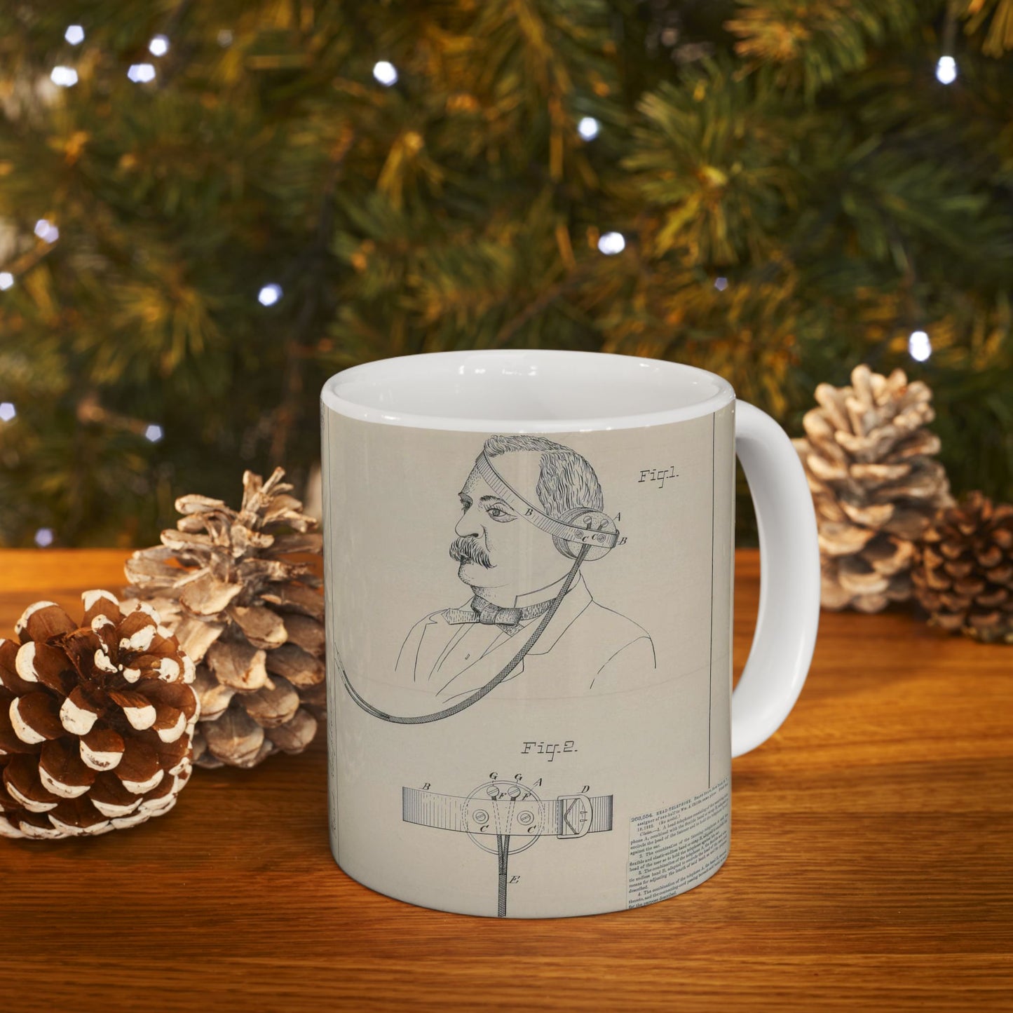 Patent drawing - for F. Shaw's Head Telephone Public domain image Beautiful Novelty Ceramic Coffee Mug 11oz