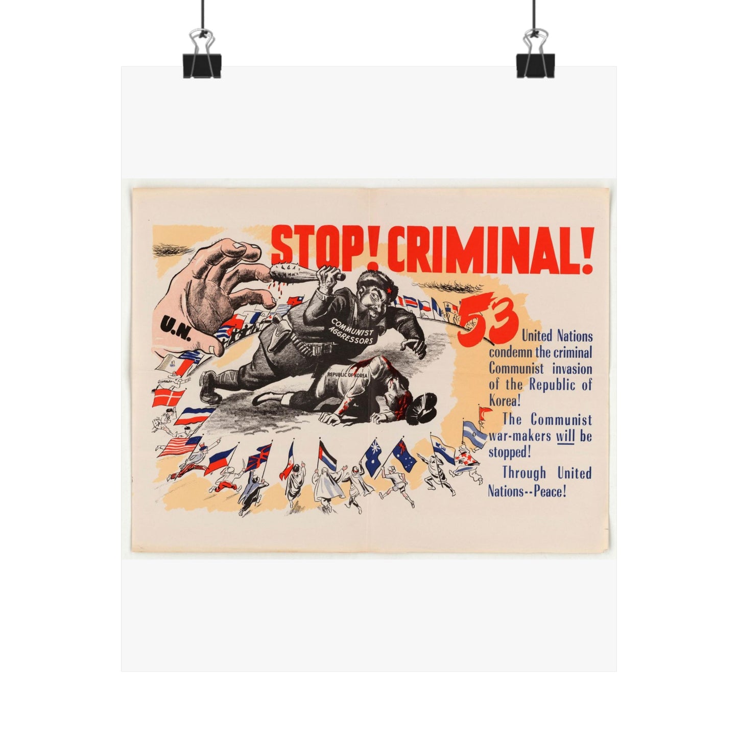 Stop Criminal!, Cold War American Propaganda poster High Quality Matte Wall Art Poster for Home, Office, Classroom