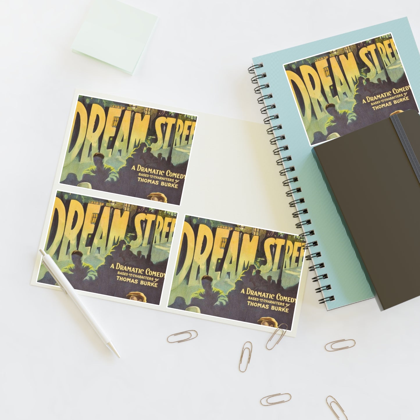 Poster - Dream Street - Public domain lithograph Laminated UV Protective Vinyl Stickers
