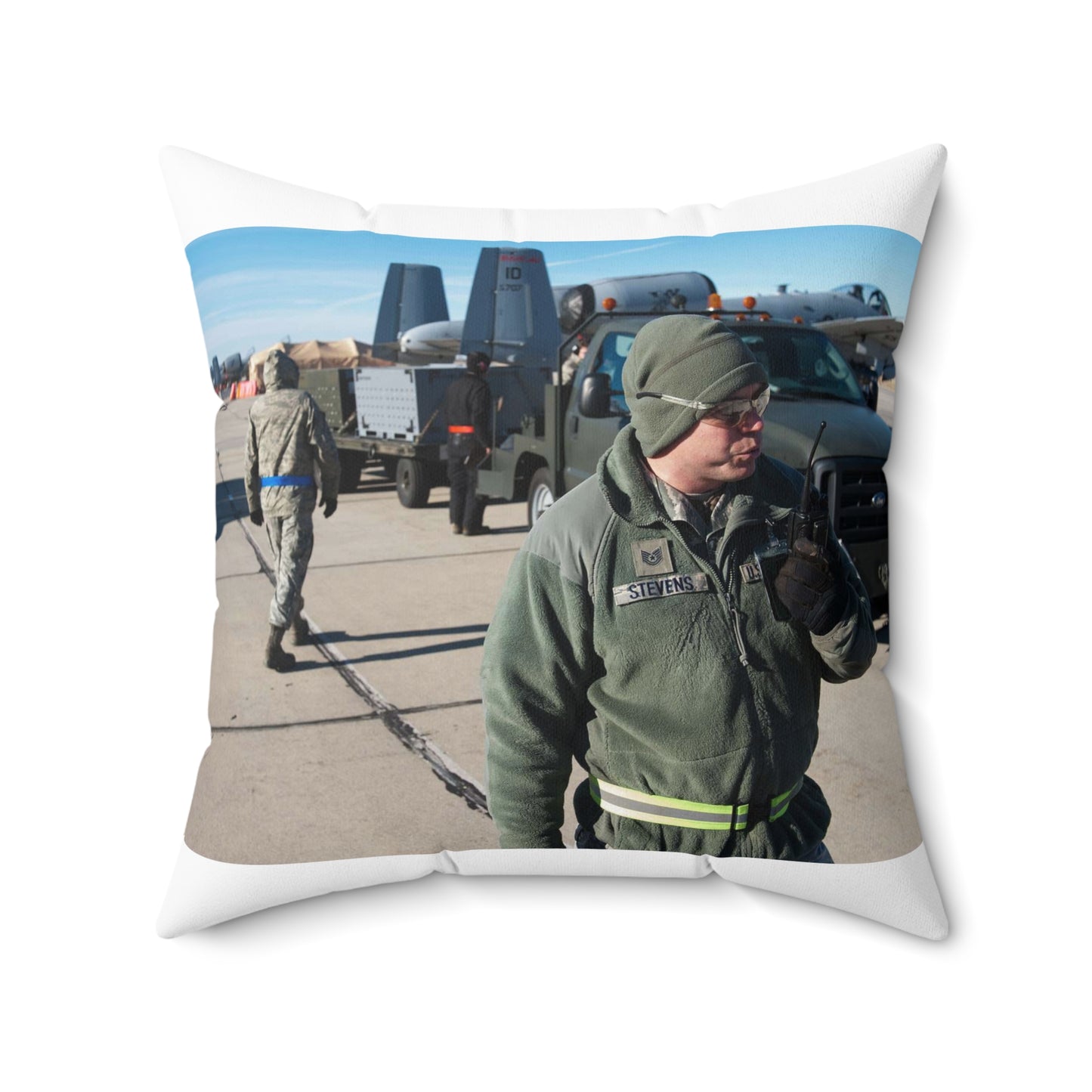 Tech. Sgt. Lance Stevens, a members of the 124th Fighter Decorative Accent Square Pillow